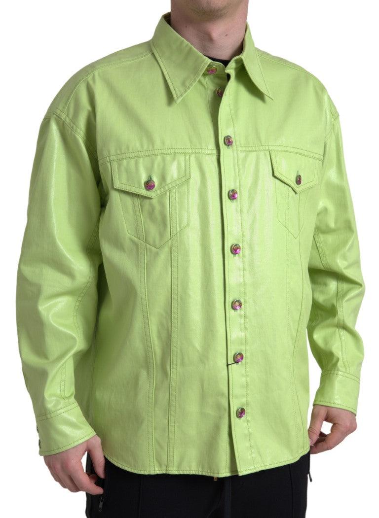 Dolce & Gabbana Elegant Light Green Cotton Button Down Shirt - Arichezz.store