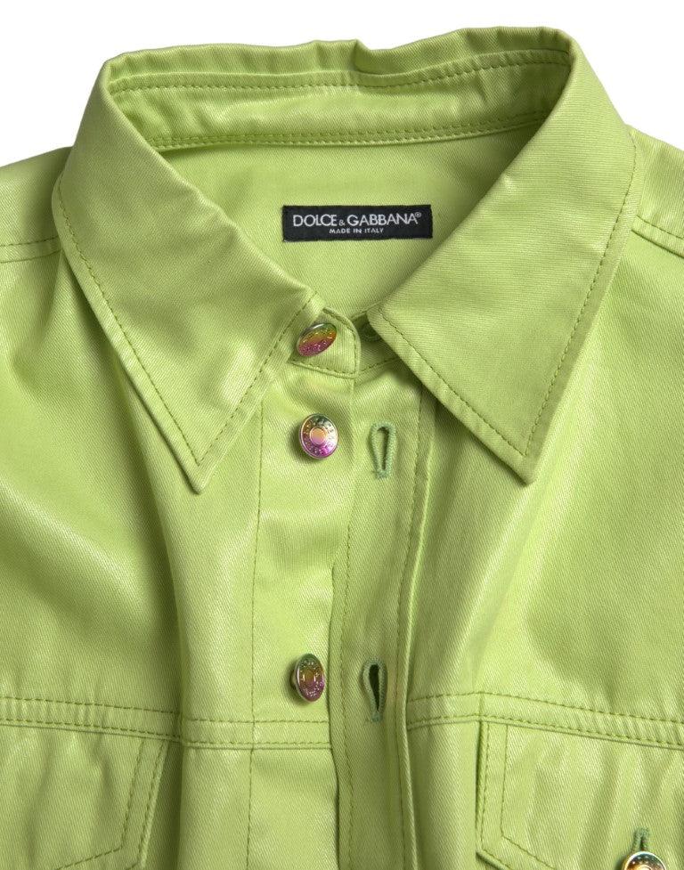 Dolce & Gabbana Elegant Light Green Cotton Button Down Shirt - Arichezz.store