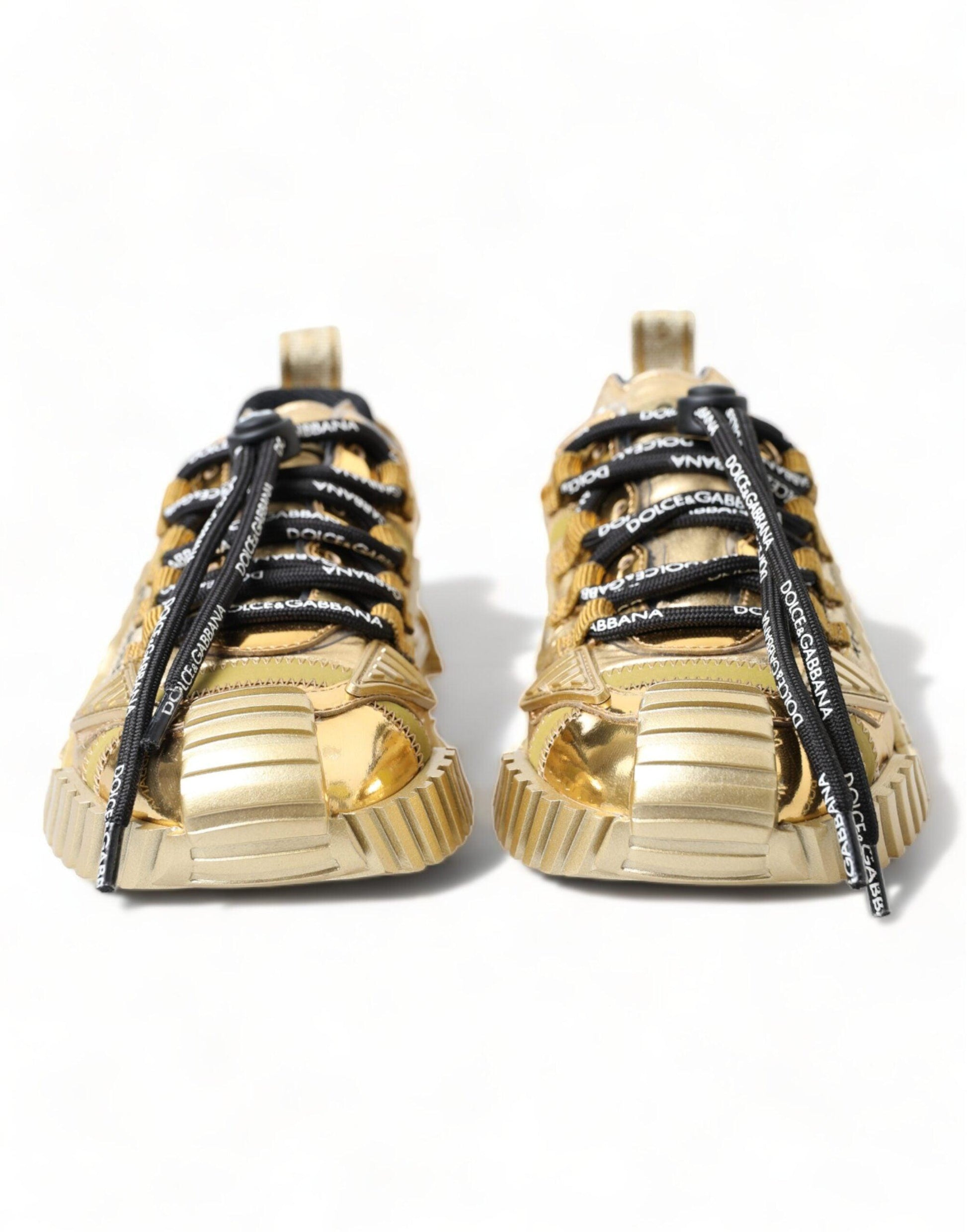 Dolce & Gabbana Gleaming Gold-Toned Luxury Sneakers - Arichezz.store