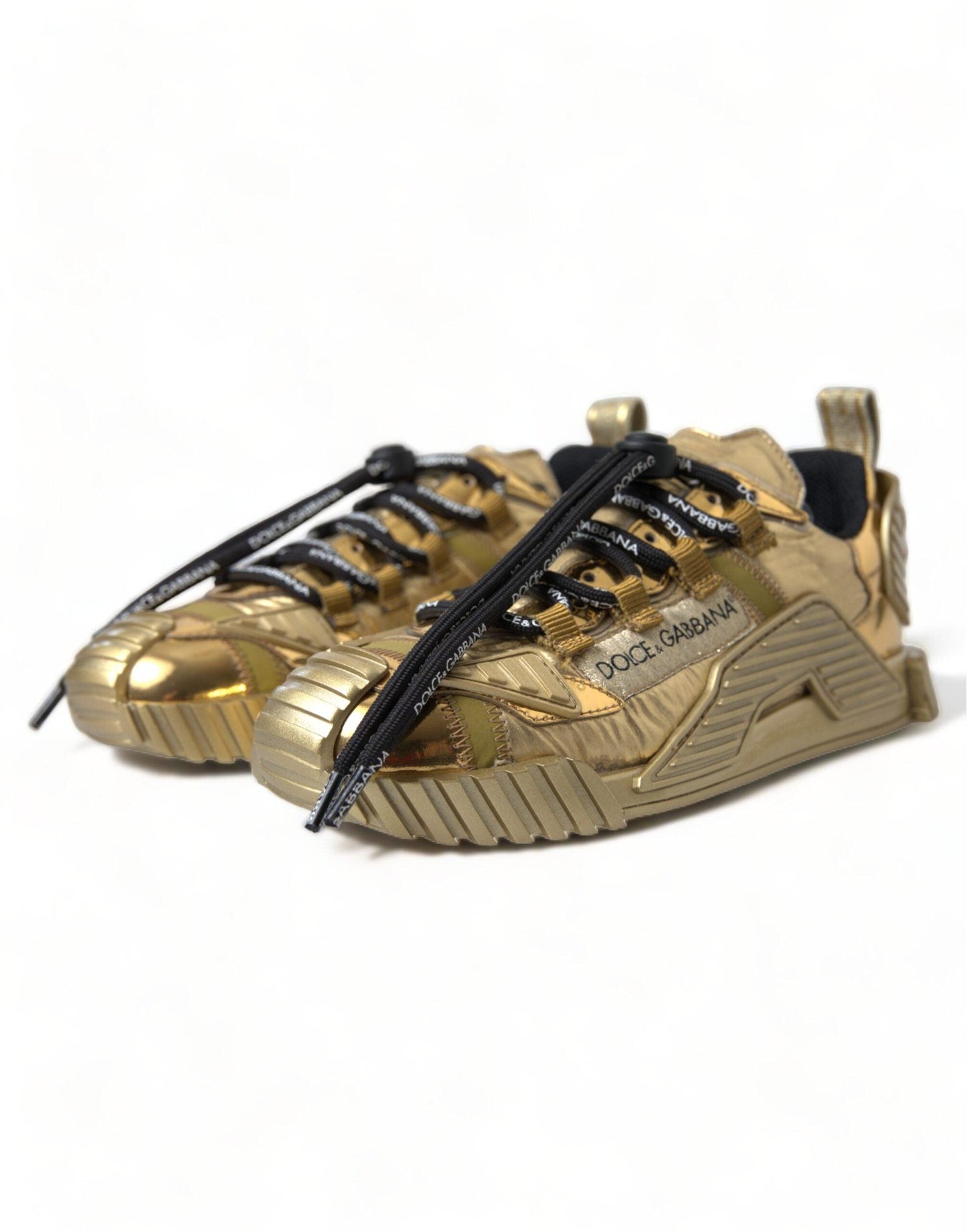 Dolce & Gabbana Gleaming Gold-Toned Luxury Sneakers - Arichezz.store