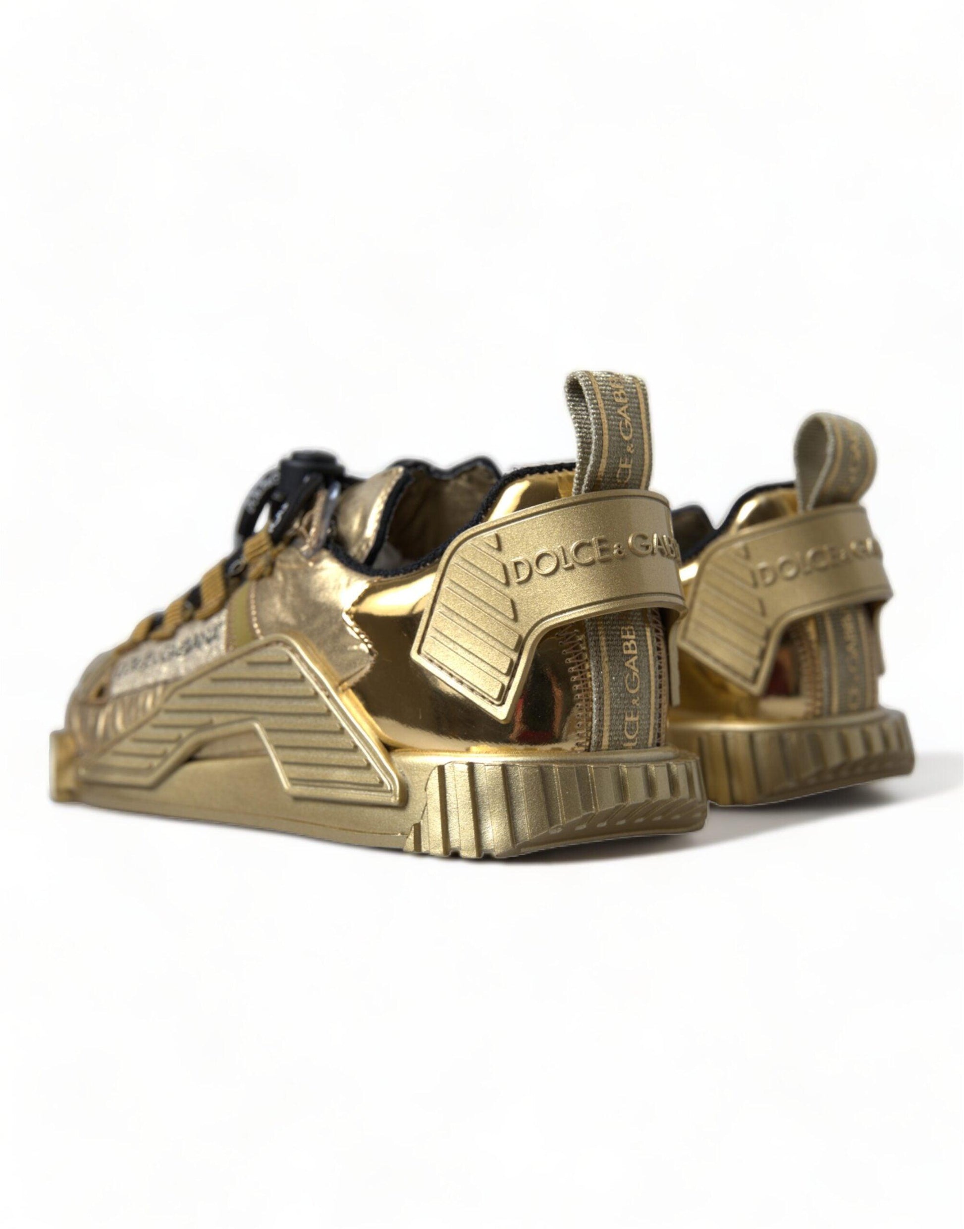 Dolce & Gabbana Gleaming Gold-Toned Luxury Sneakers - Arichezz.store