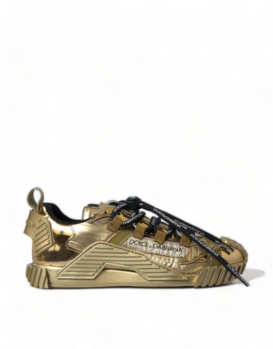 Dolce & Gabbana Gleaming Gold-Toned Luxury Sneakers - Arichezz.store