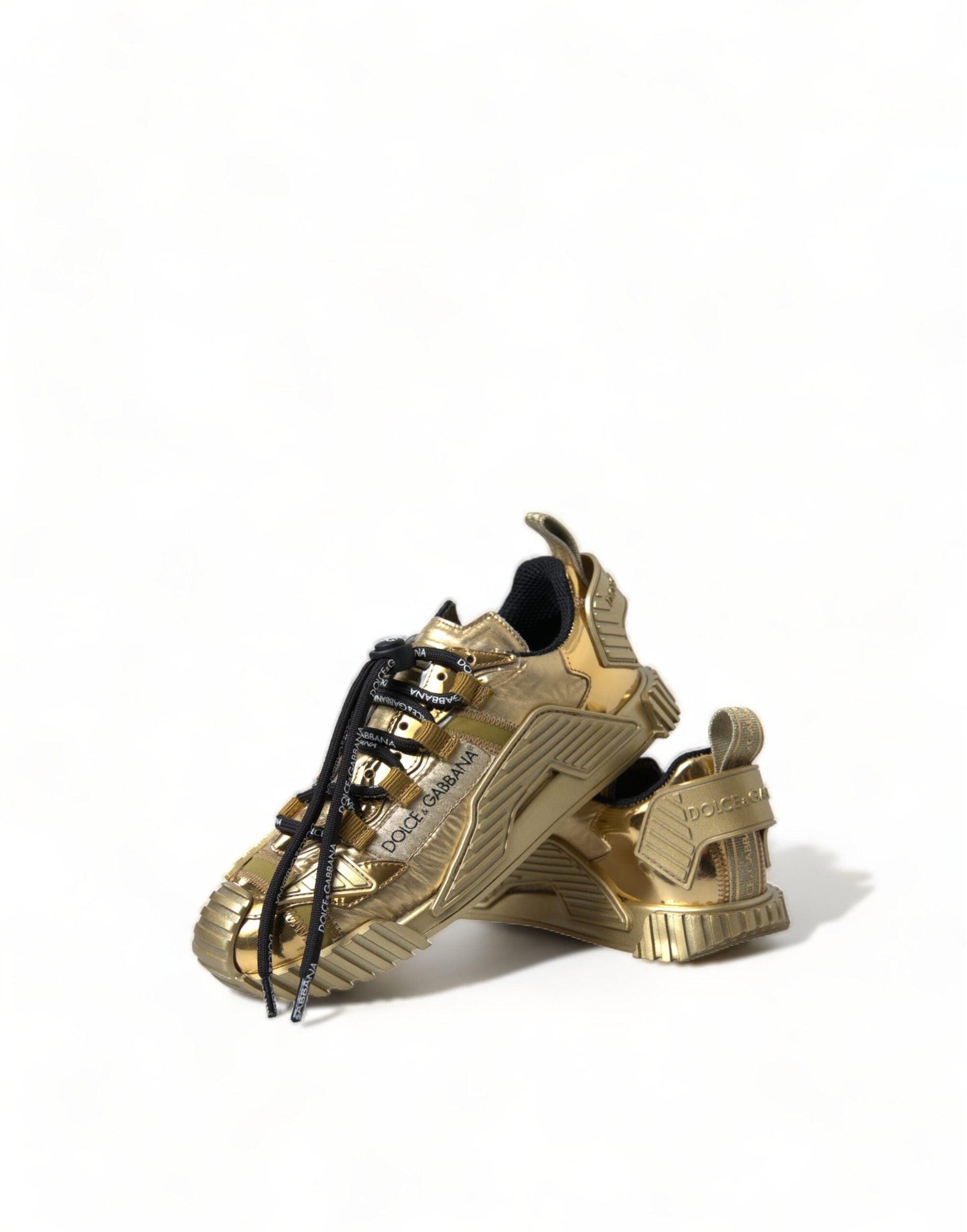 Dolce & Gabbana Gleaming Gold-Toned Luxury Sneakers - Arichezz.store