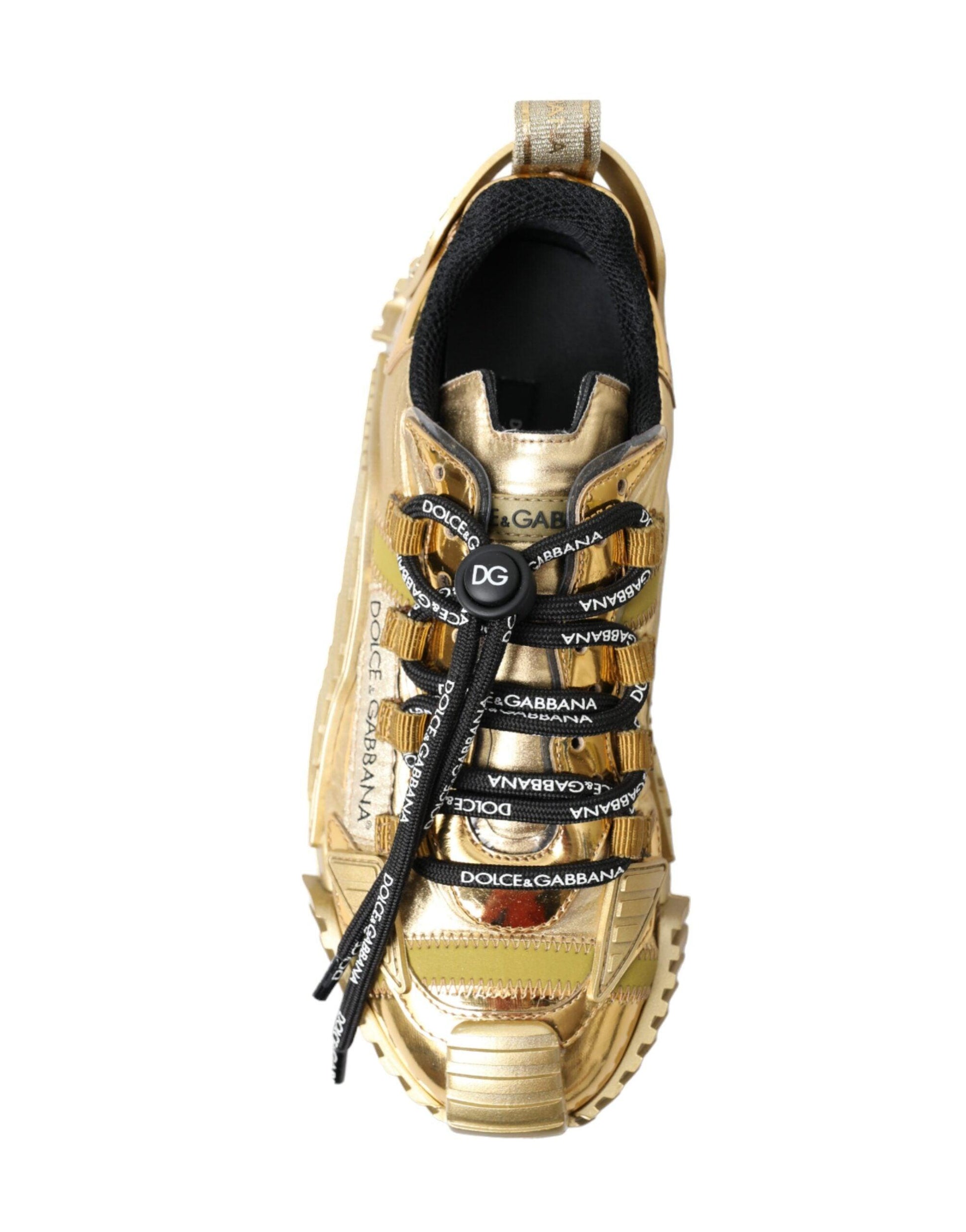 Dolce & Gabbana Gleaming Gold-Toned Luxury Sneakers - Arichezz.store