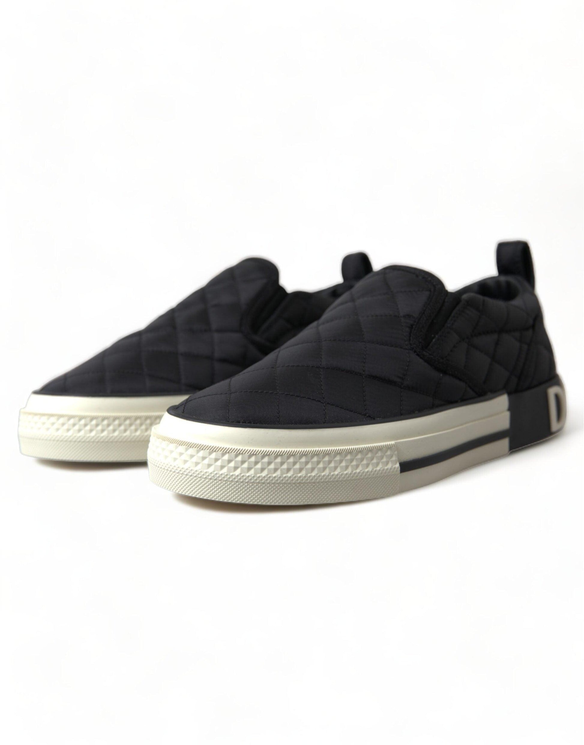 Dolce & Gabbana Elegant Quilted Black Canvas Sneakers - Arichezz.store