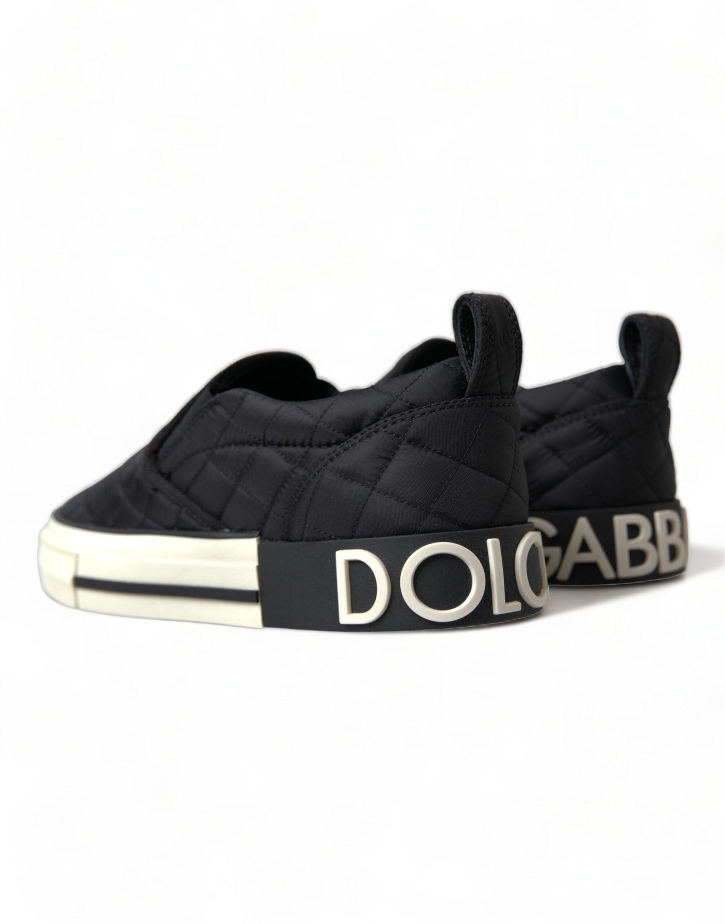 Dolce & Gabbana Elegant Quilted Black Canvas Sneakers - Arichezz.store