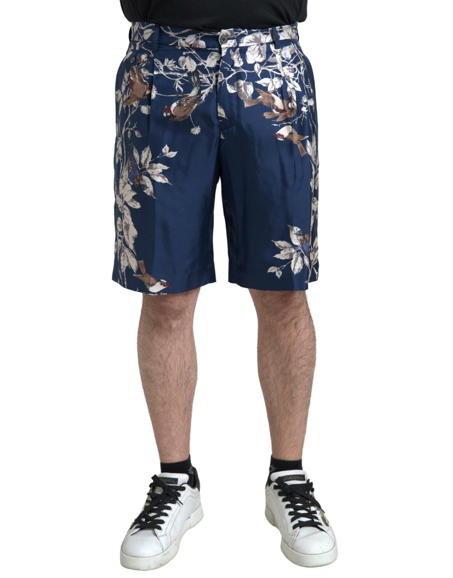 Dolce & Gabbana Silken Floral Bermuda Shorts in Blue - Arichezz.store