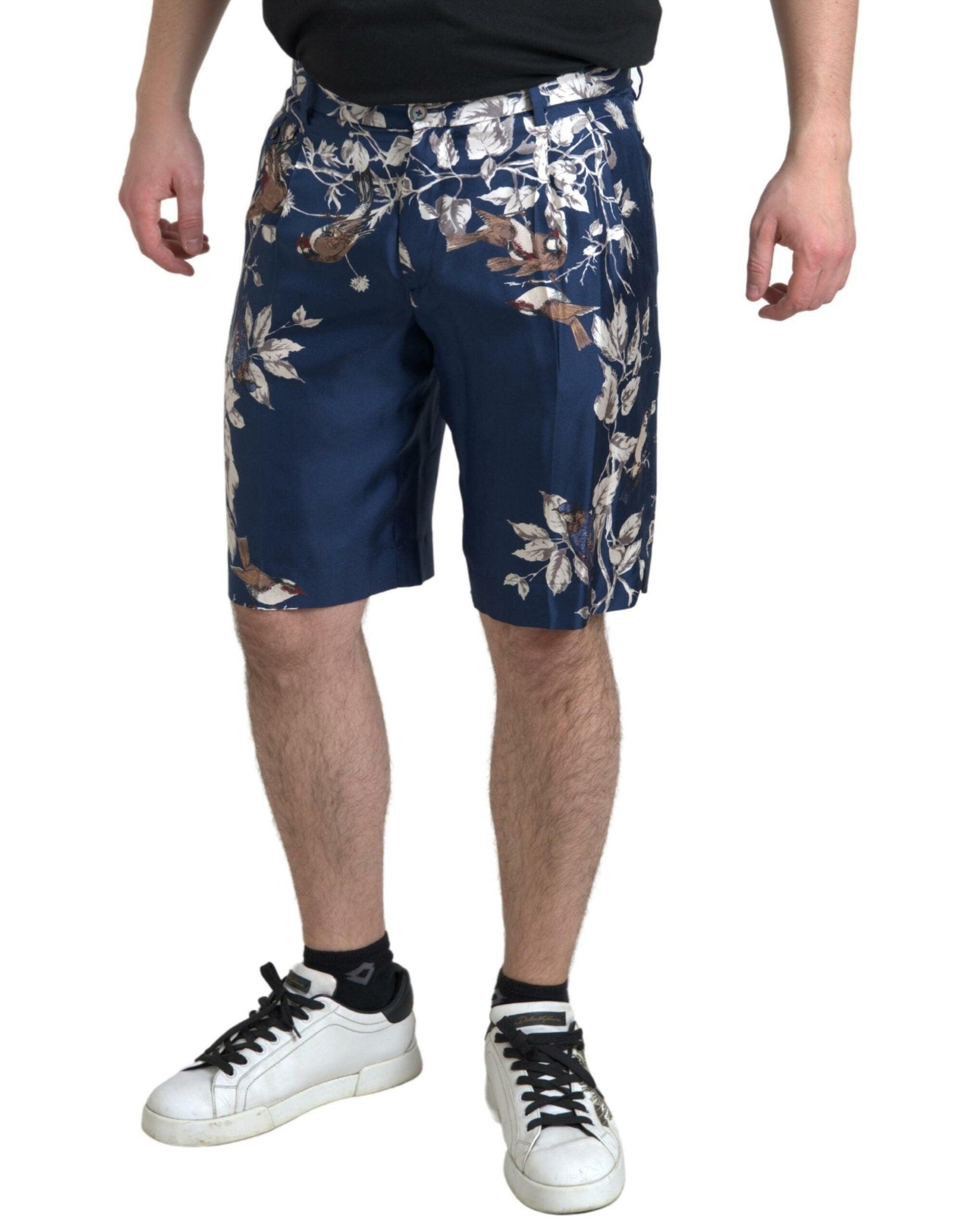 Dolce & Gabbana Silken Floral Bermuda Shorts in Blue - Arichezz.store