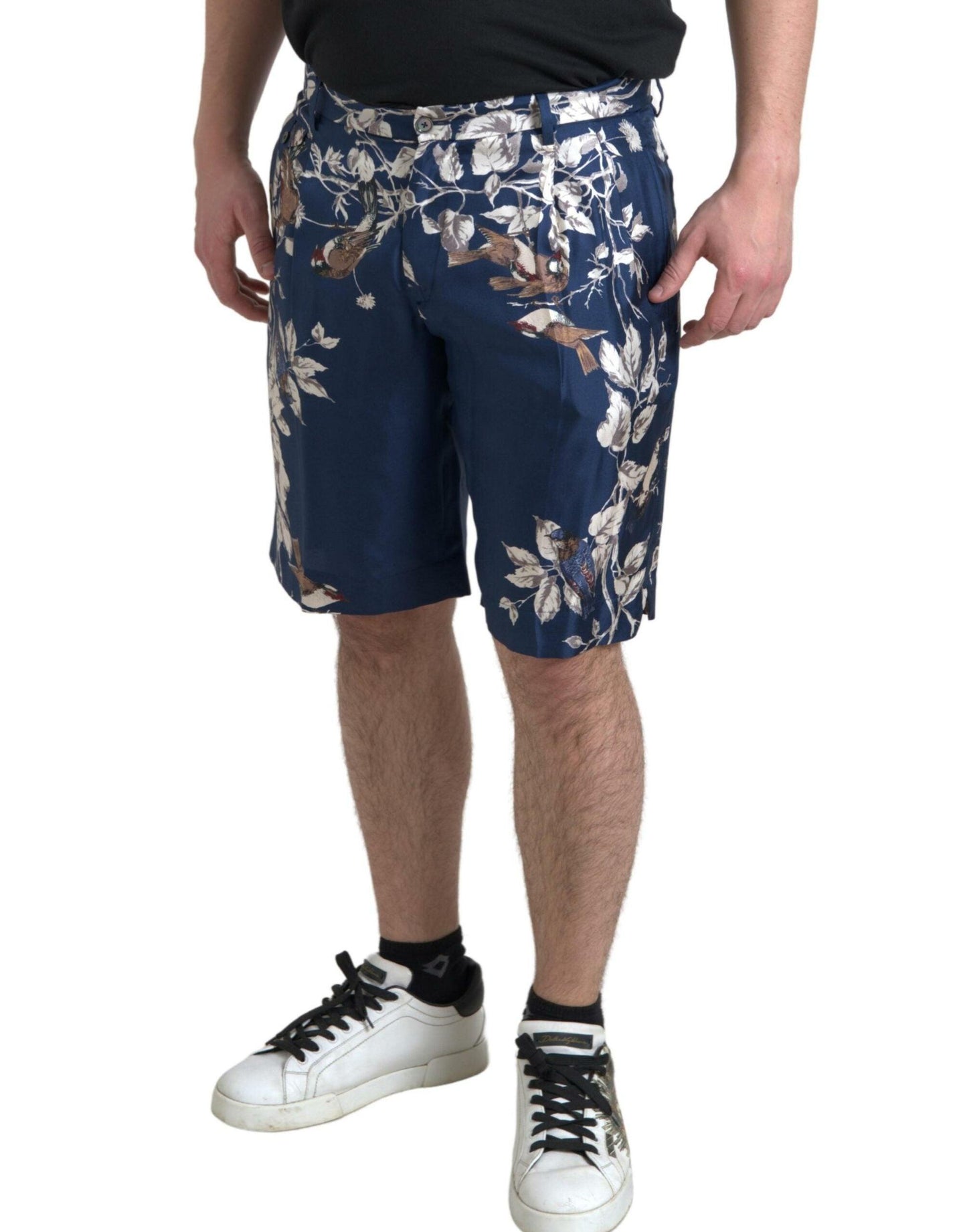 Dolce & Gabbana Silken Floral Bermuda Shorts in Blue - Arichezz.store