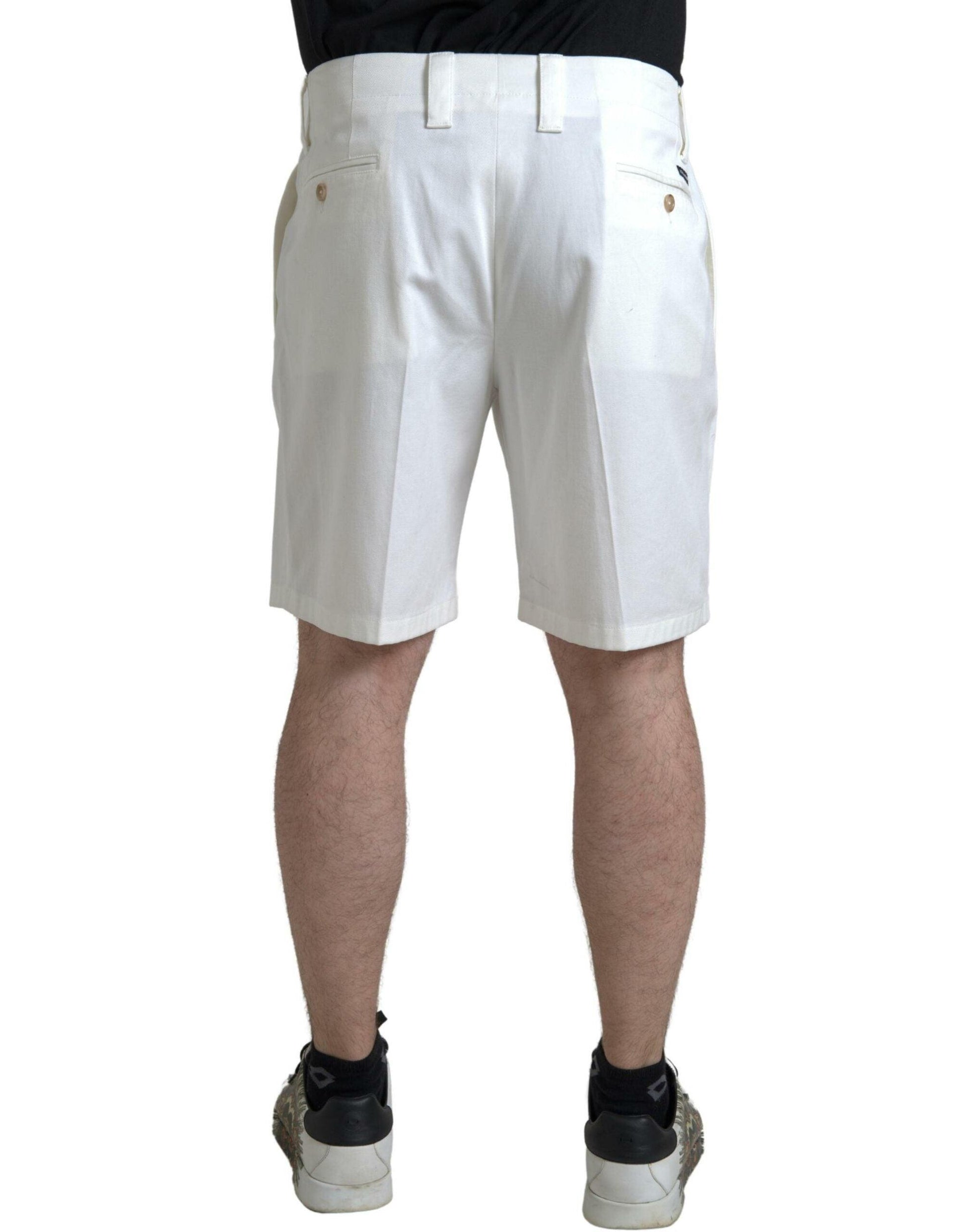 Dolce & Gabbana Elegant White Bermuda Denim Shorts - Arichezz.store