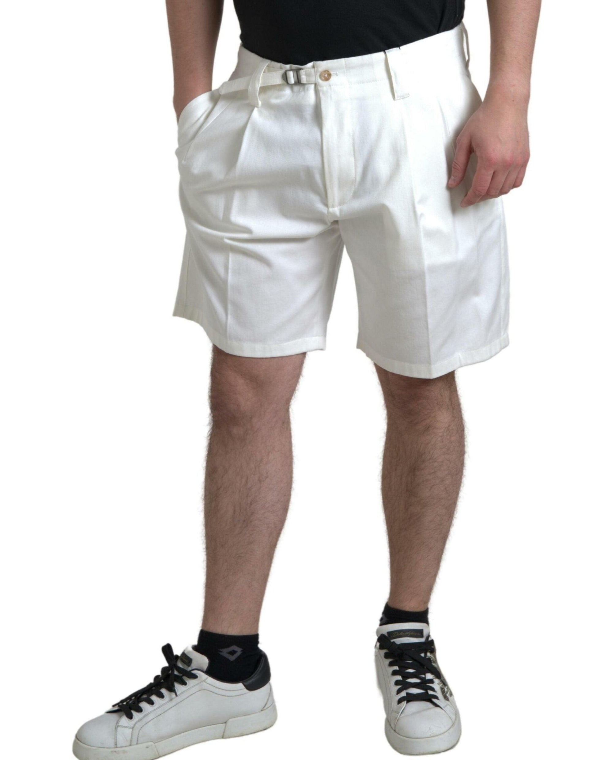 Dolce & Gabbana Elegant White Bermuda Denim Shorts - Arichezz.store