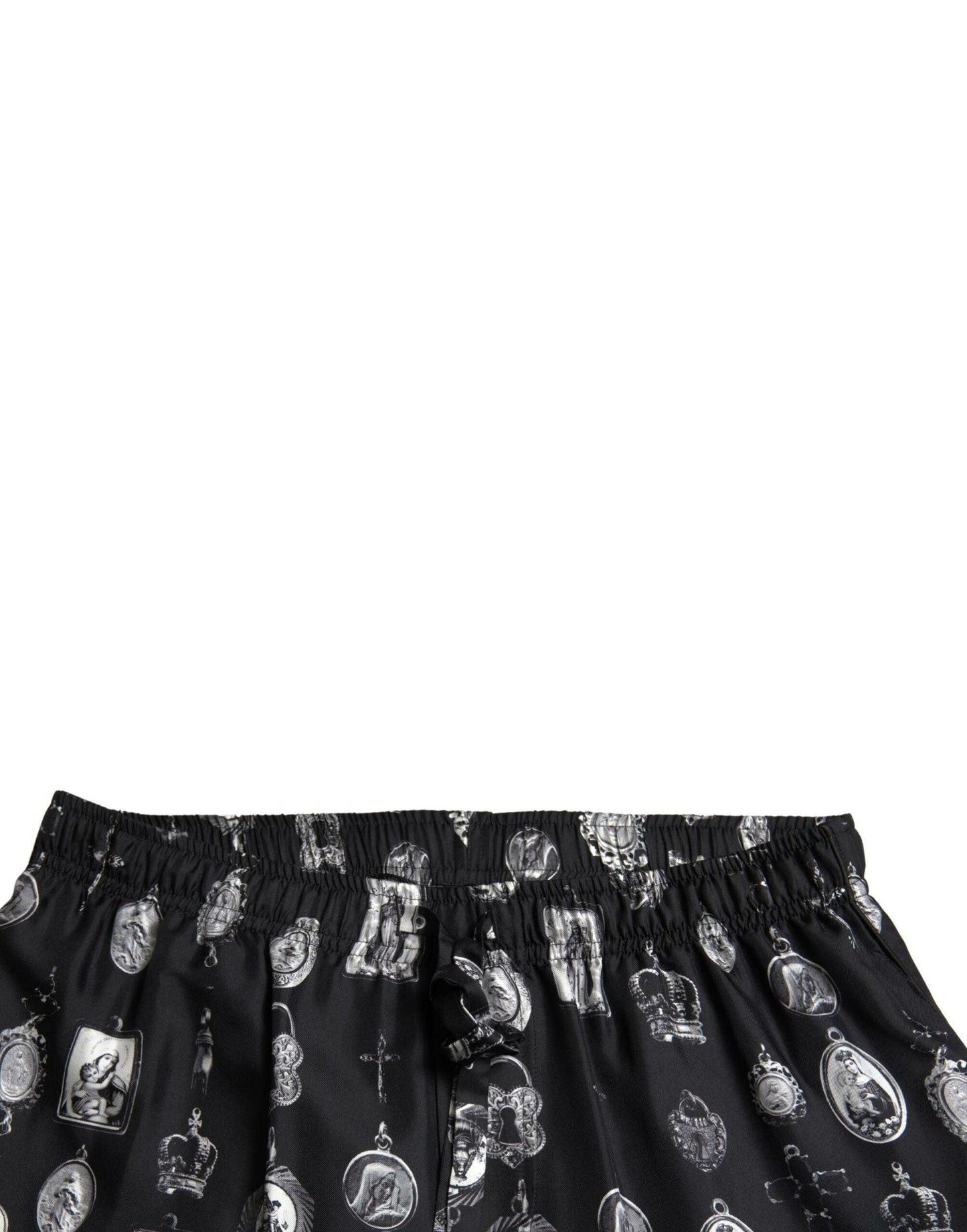 Dolce & Gabbana Elegant Silk Joggers with Religious Print - Arichezz.store