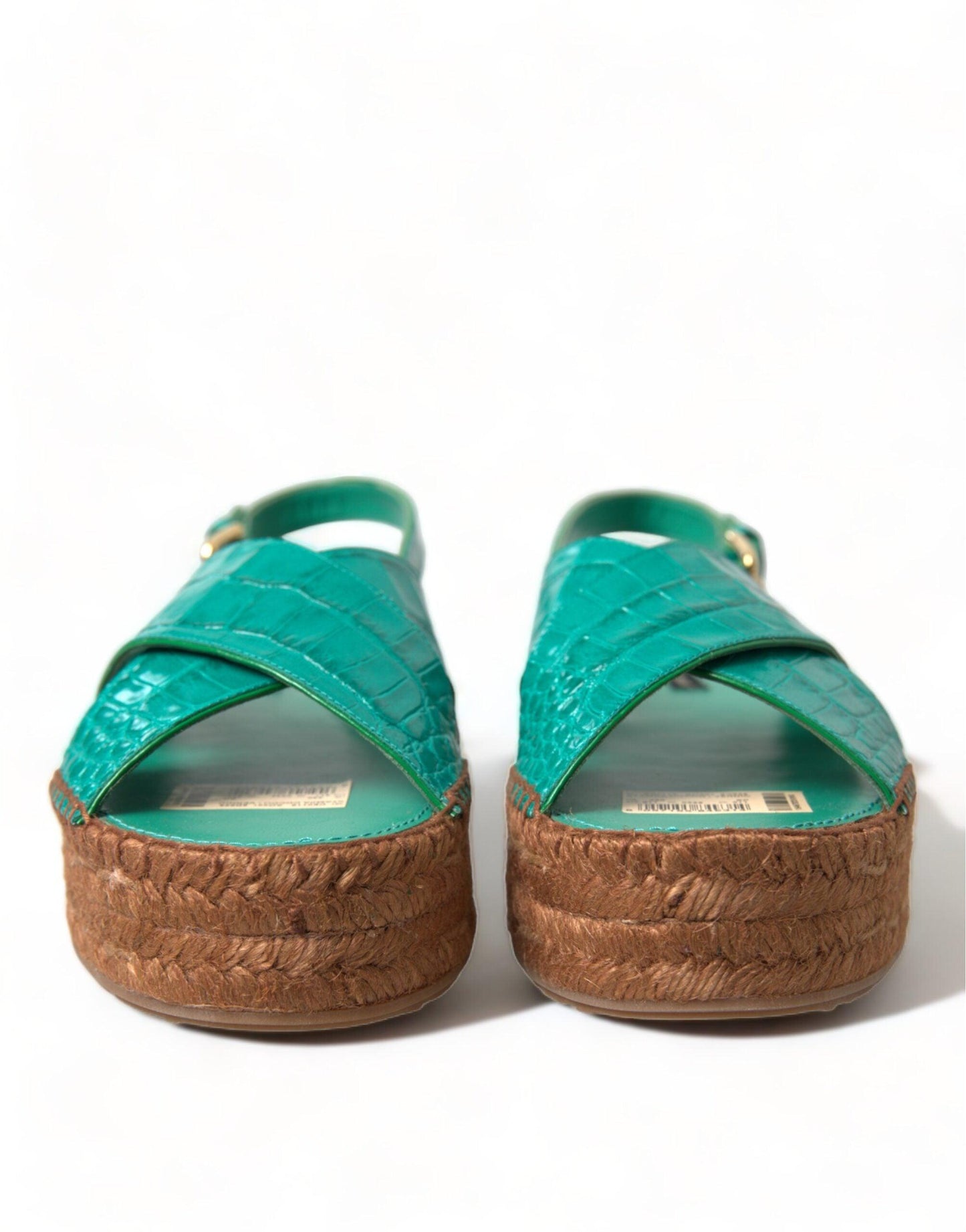 Dolce & Gabbana Elegant Green Espadrille Platform Sandals - Arichezz.store