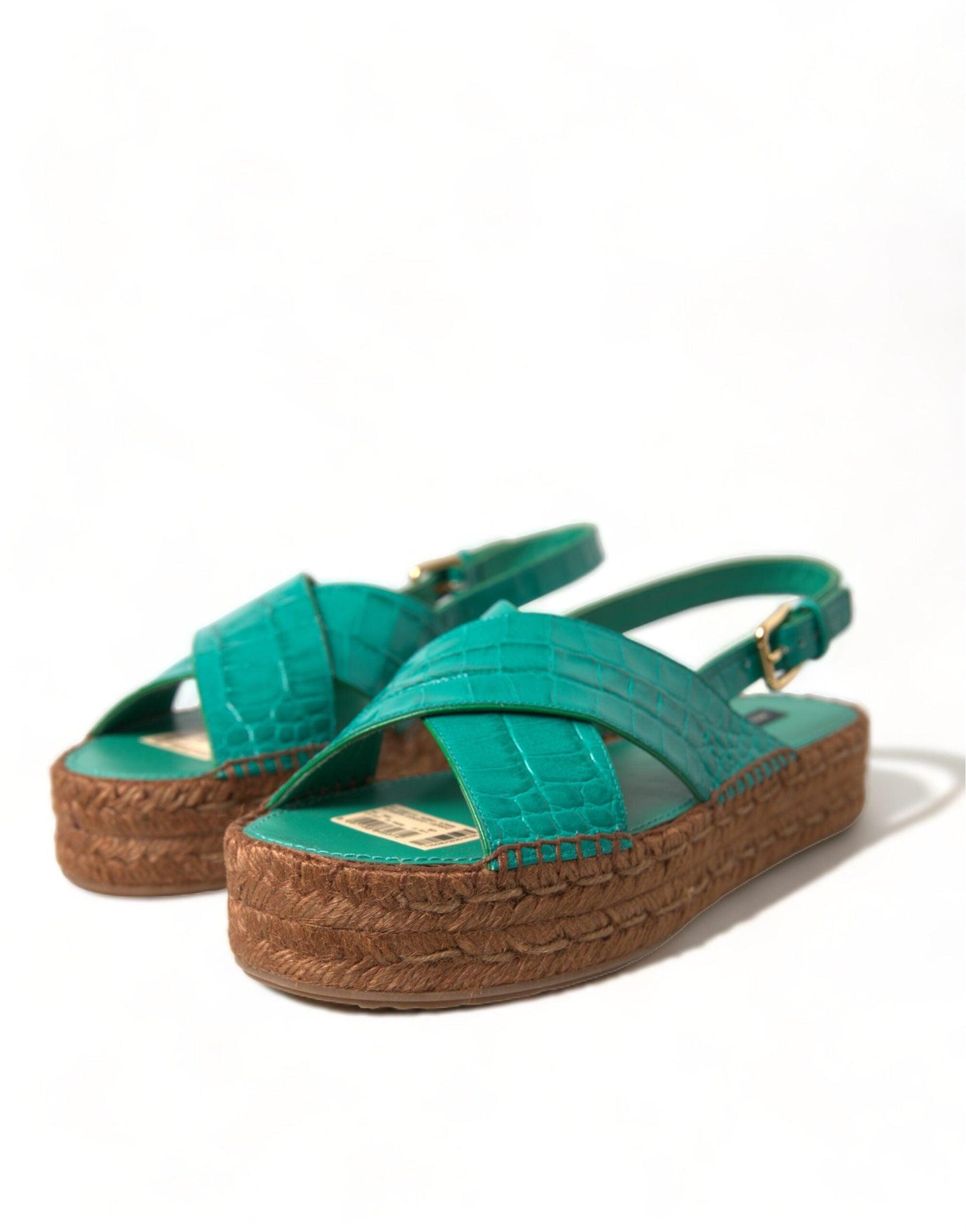 Dolce & Gabbana Elegant Green Espadrille Platform Sandals - Arichezz.store