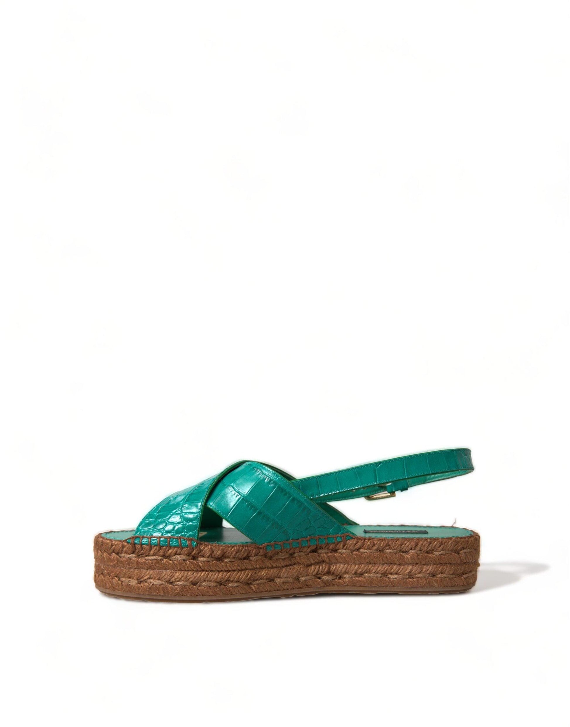 Dolce & Gabbana Elegant Green Espadrille Platform Sandals - Arichezz.store