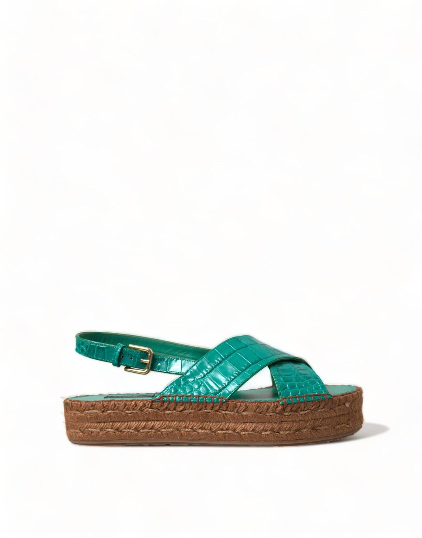 Dolce & Gabbana Elegant Green Espadrille Platform Sandals - Arichezz.store