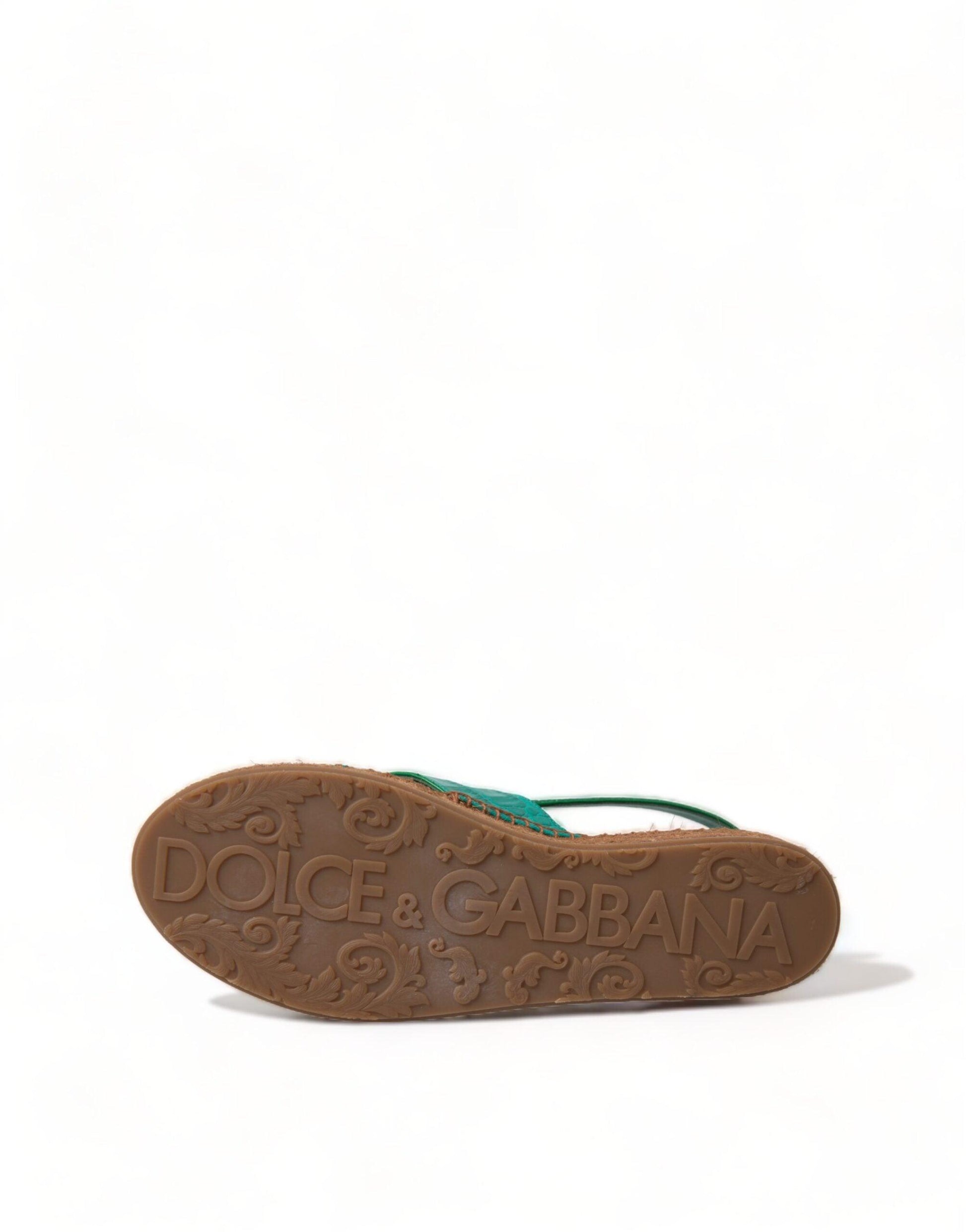 Dolce & Gabbana Elegant Green Espadrille Platform Sandals - Arichezz.store