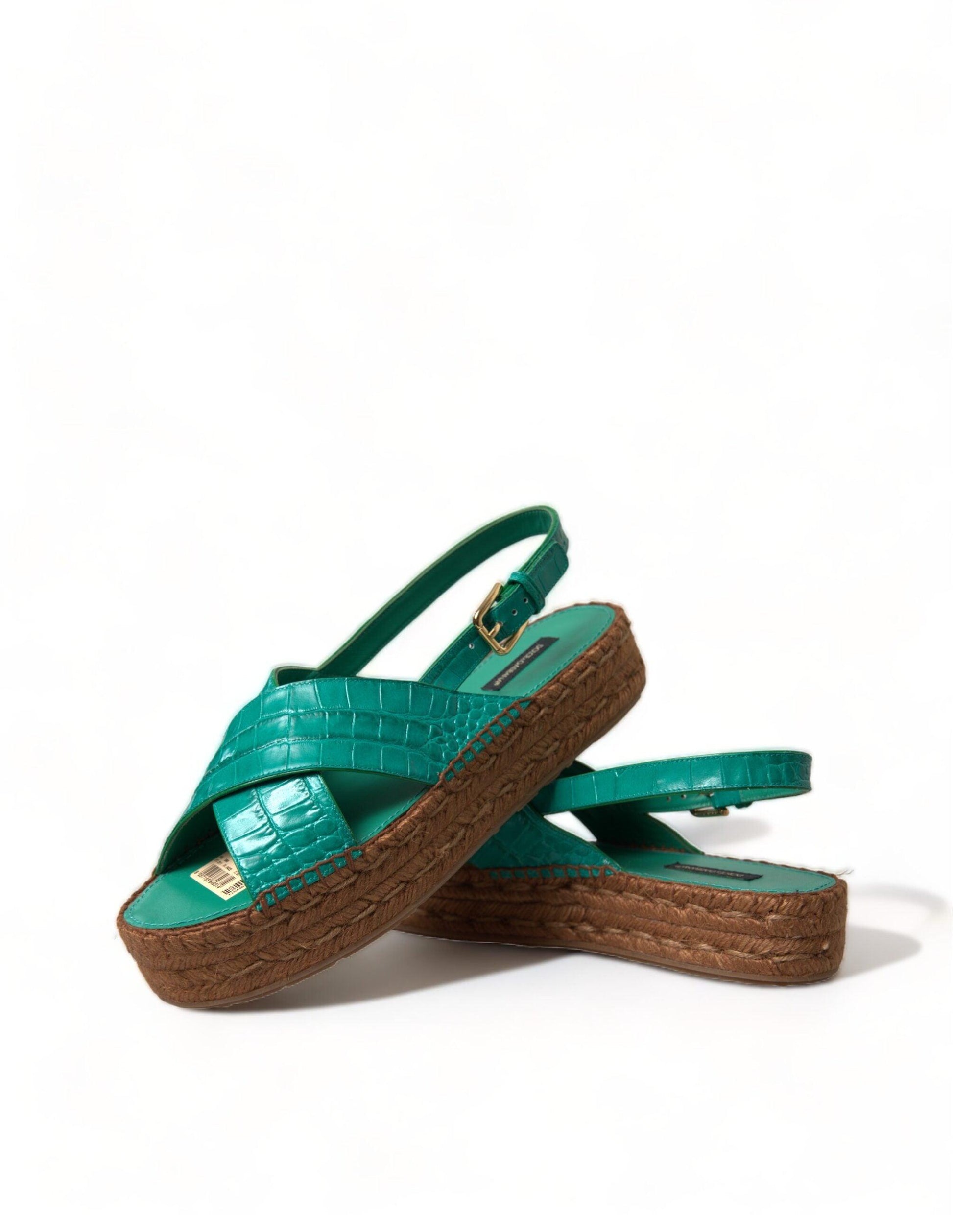 Dolce & Gabbana Elegant Green Espadrille Platform Sandals - Arichezz.store