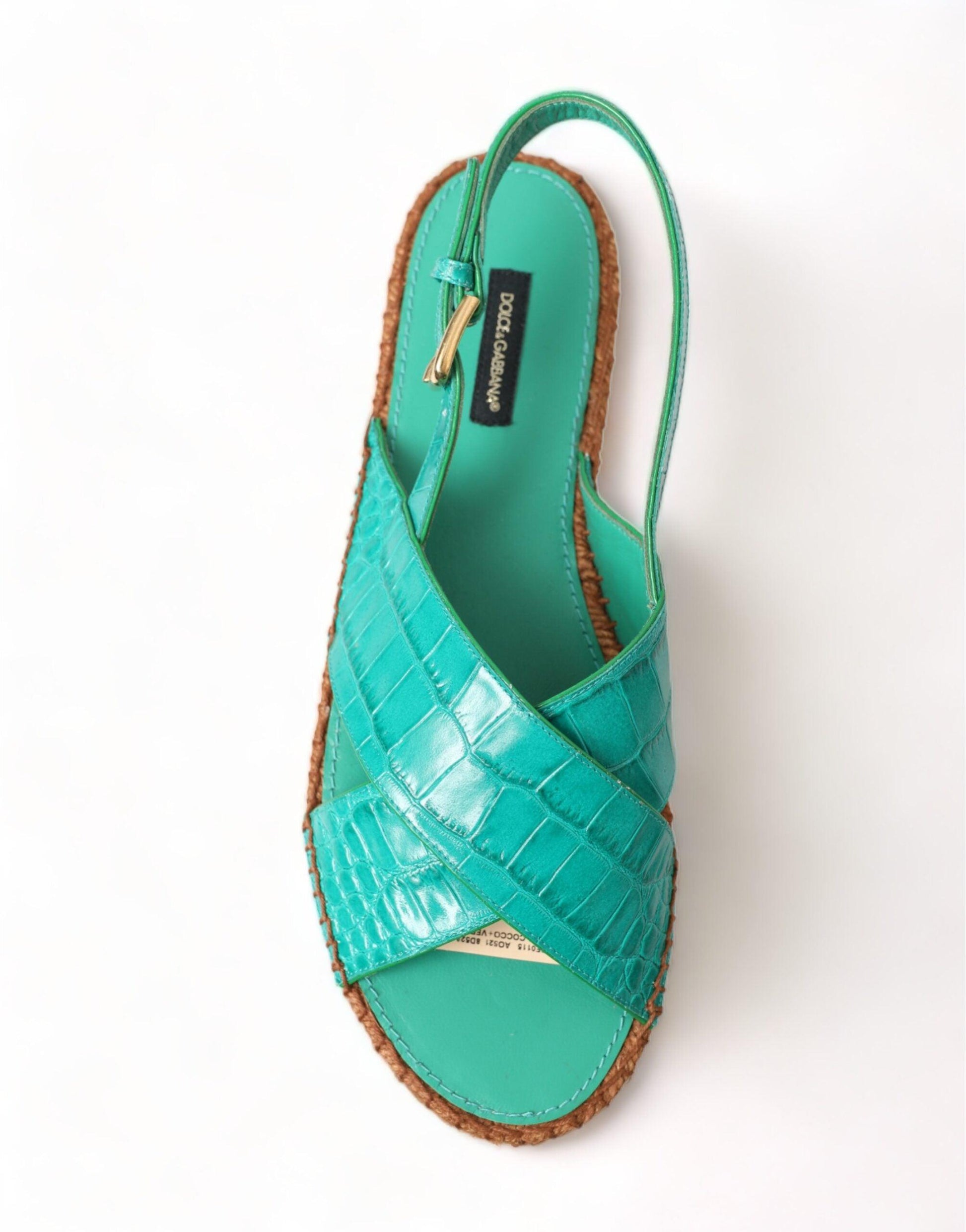 Dolce & Gabbana Elegant Green Espadrille Platform Sandals - Arichezz.store