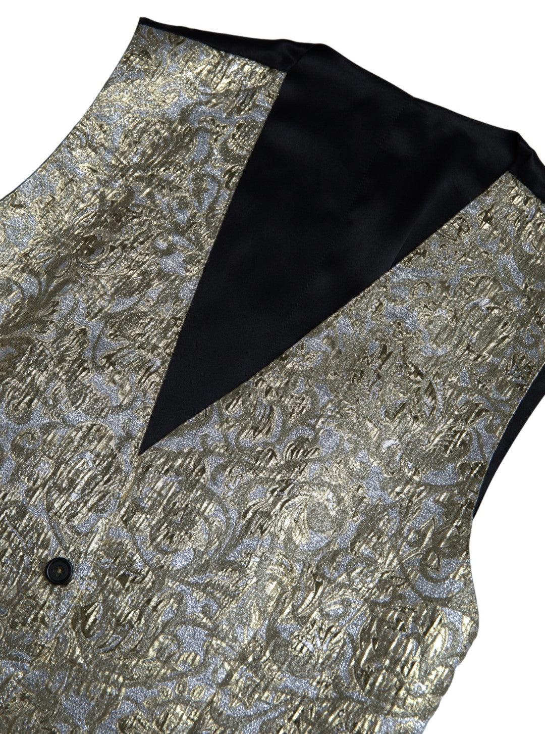 Dolce & Gabbana Elegant Gold Silk Formal Vest - Arichezz.store