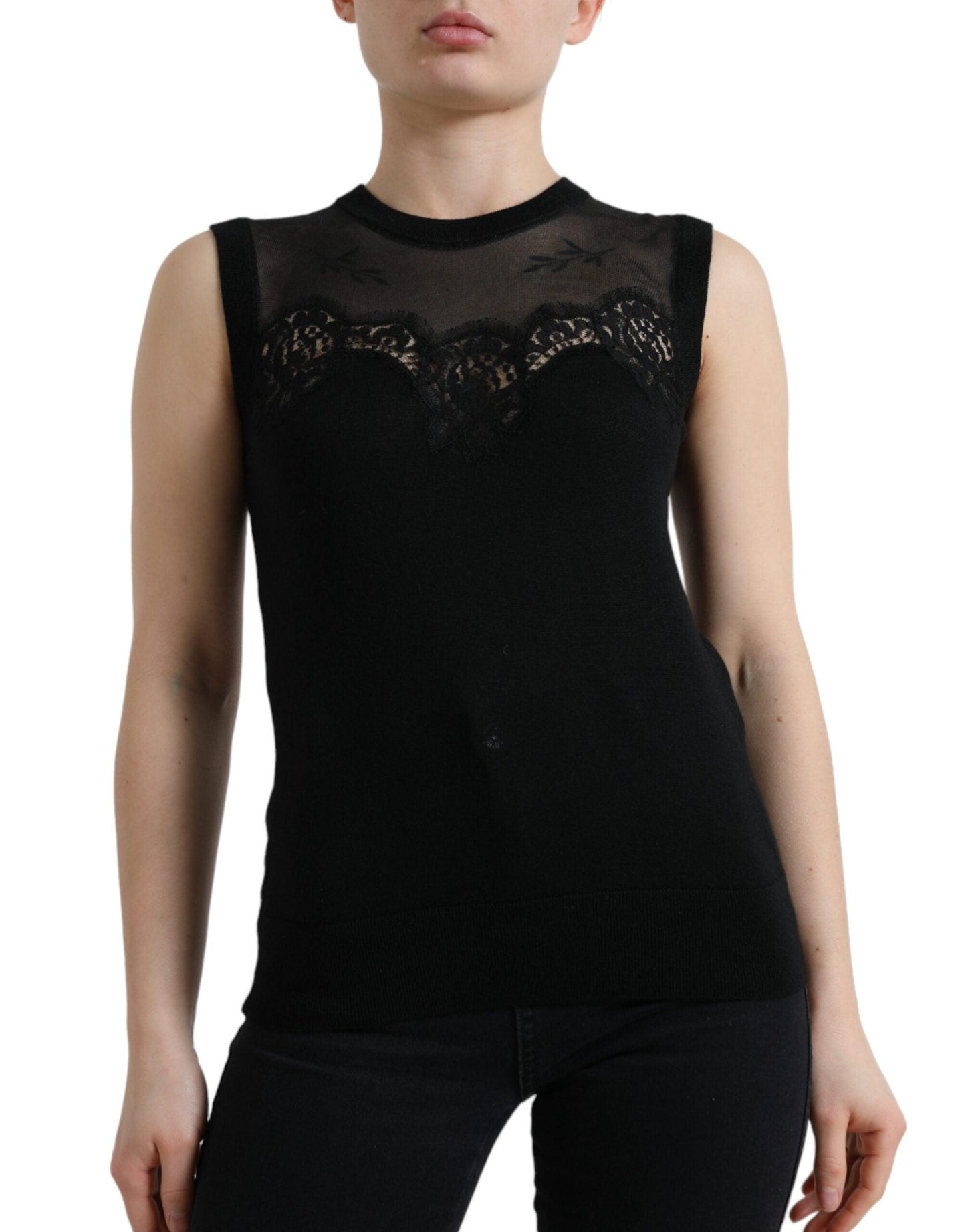 Dolce & Gabbana Elegant Lace Trim Sleeveless Tank Top - Arichezz.store