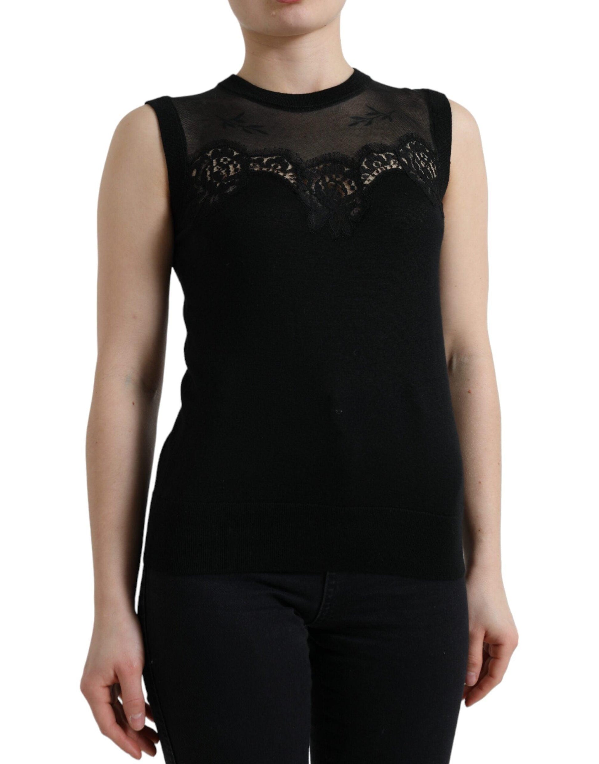 Dolce & Gabbana Elegant Lace Trim Sleeveless Tank Top - Arichezz.store