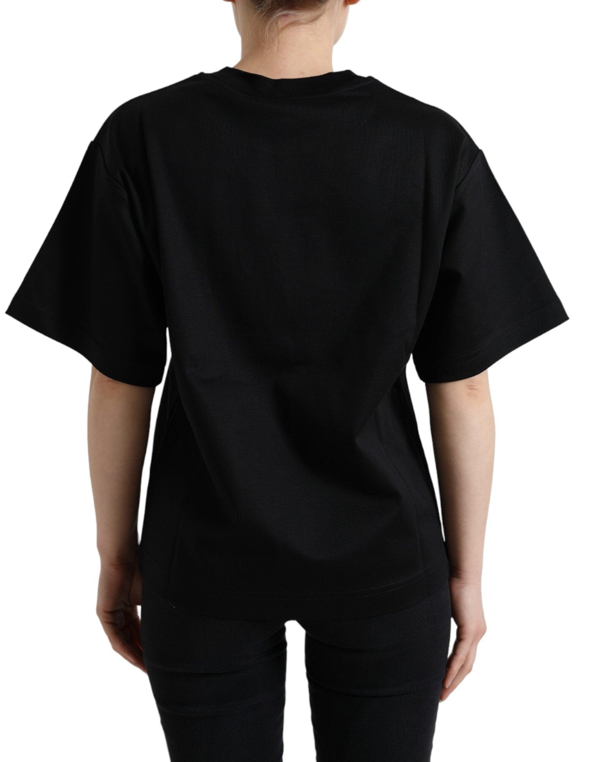 Dolce & Gabbana Elegant Black Crystal-Embellished T-Shirt - Arichezz.store