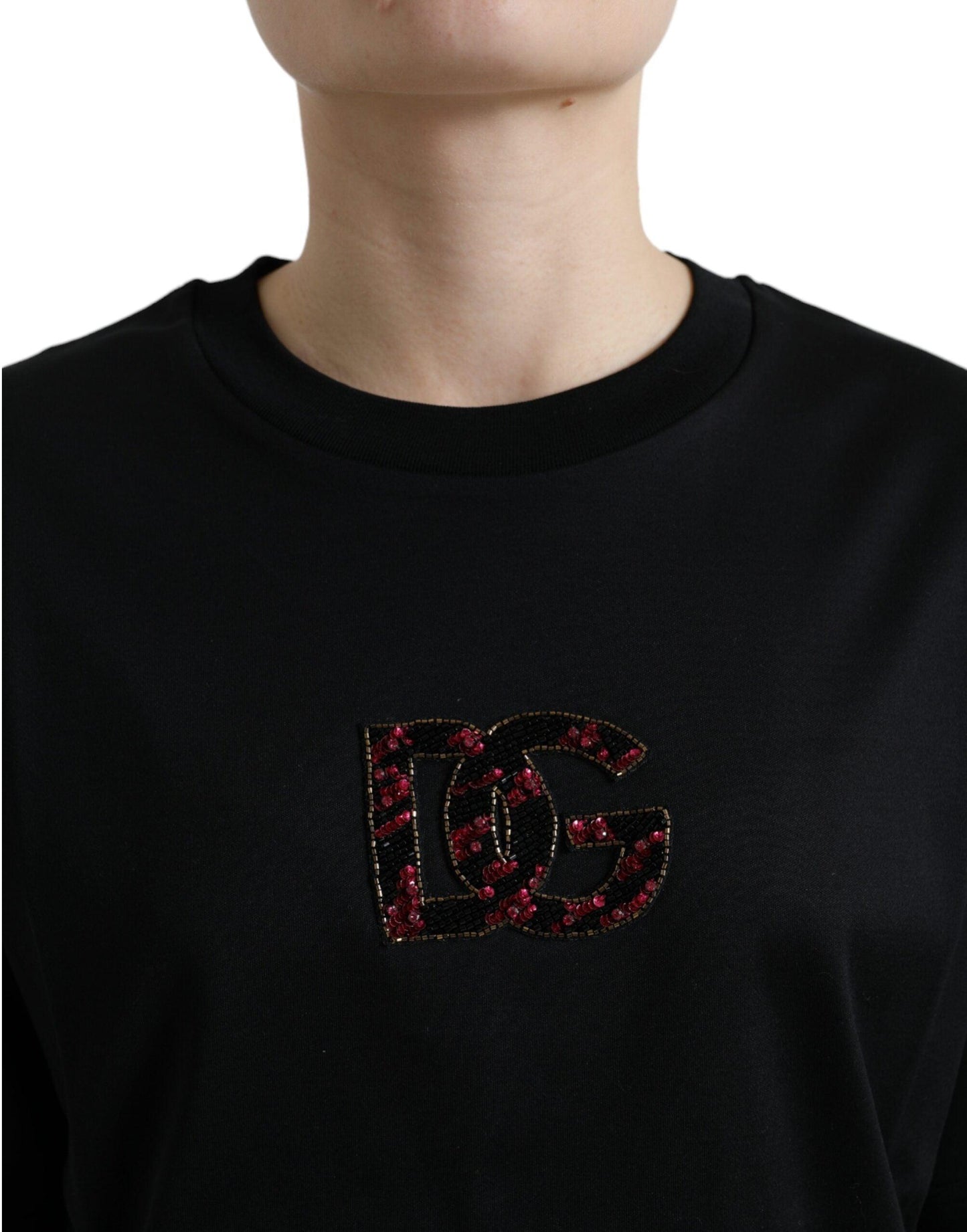 Dolce & Gabbana Elegant Black Crystal-Embellished T-Shirt - Arichezz.store