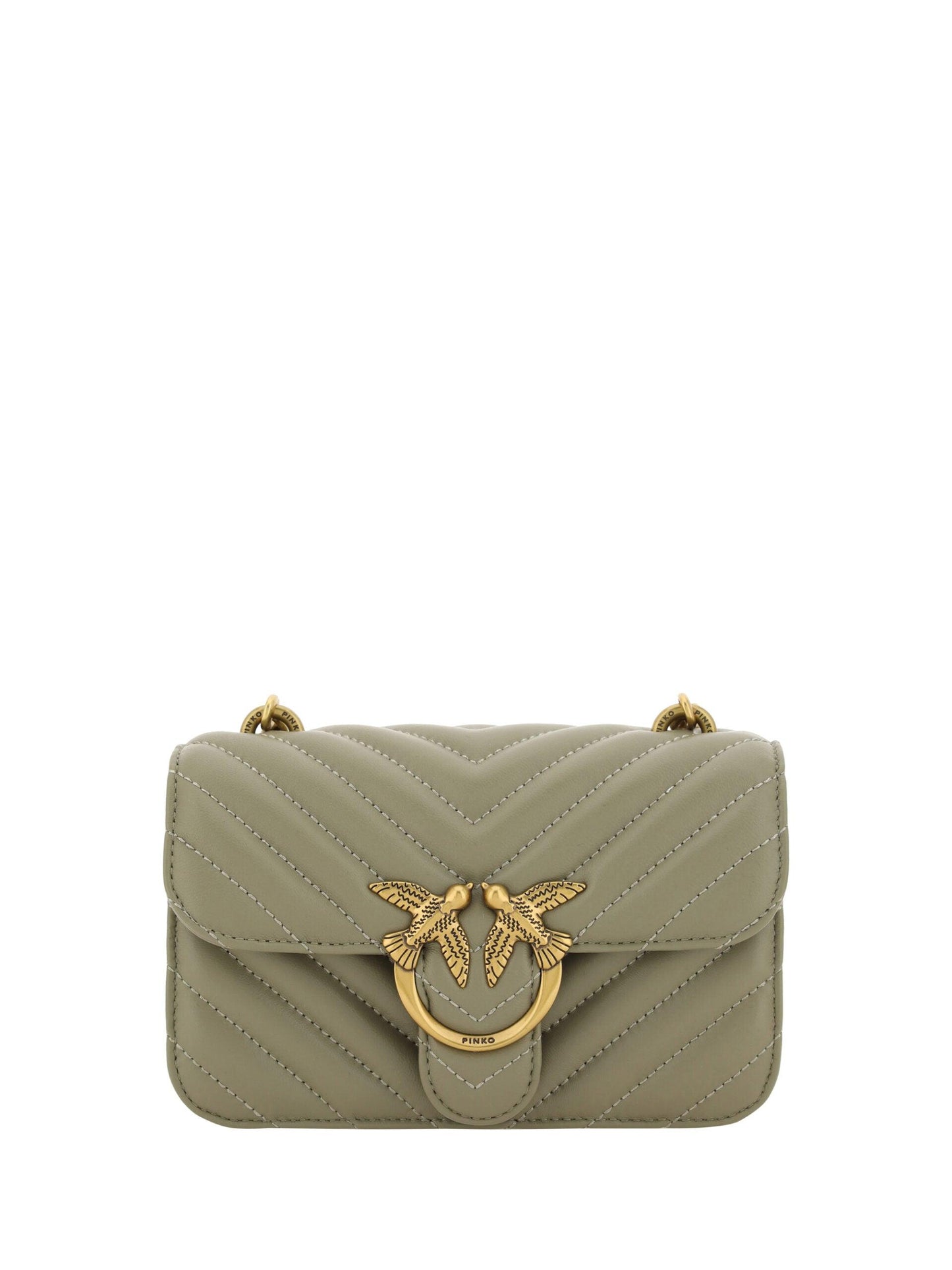 PINKO Chic Mini Love Bell Shoulder Bag in Noce Green - Arichezz.store