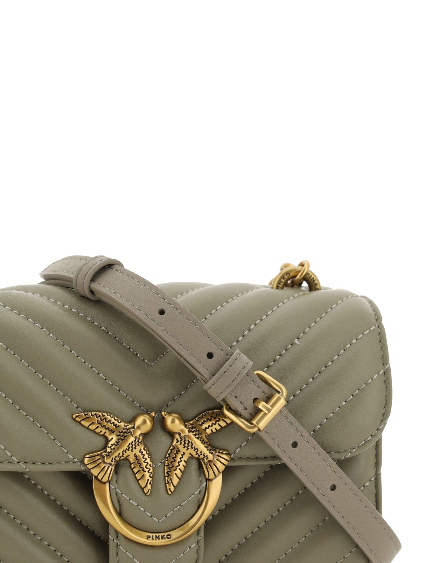 PINKO Chic Mini Love Bell Shoulder Bag in Noce Green - Arichezz.store