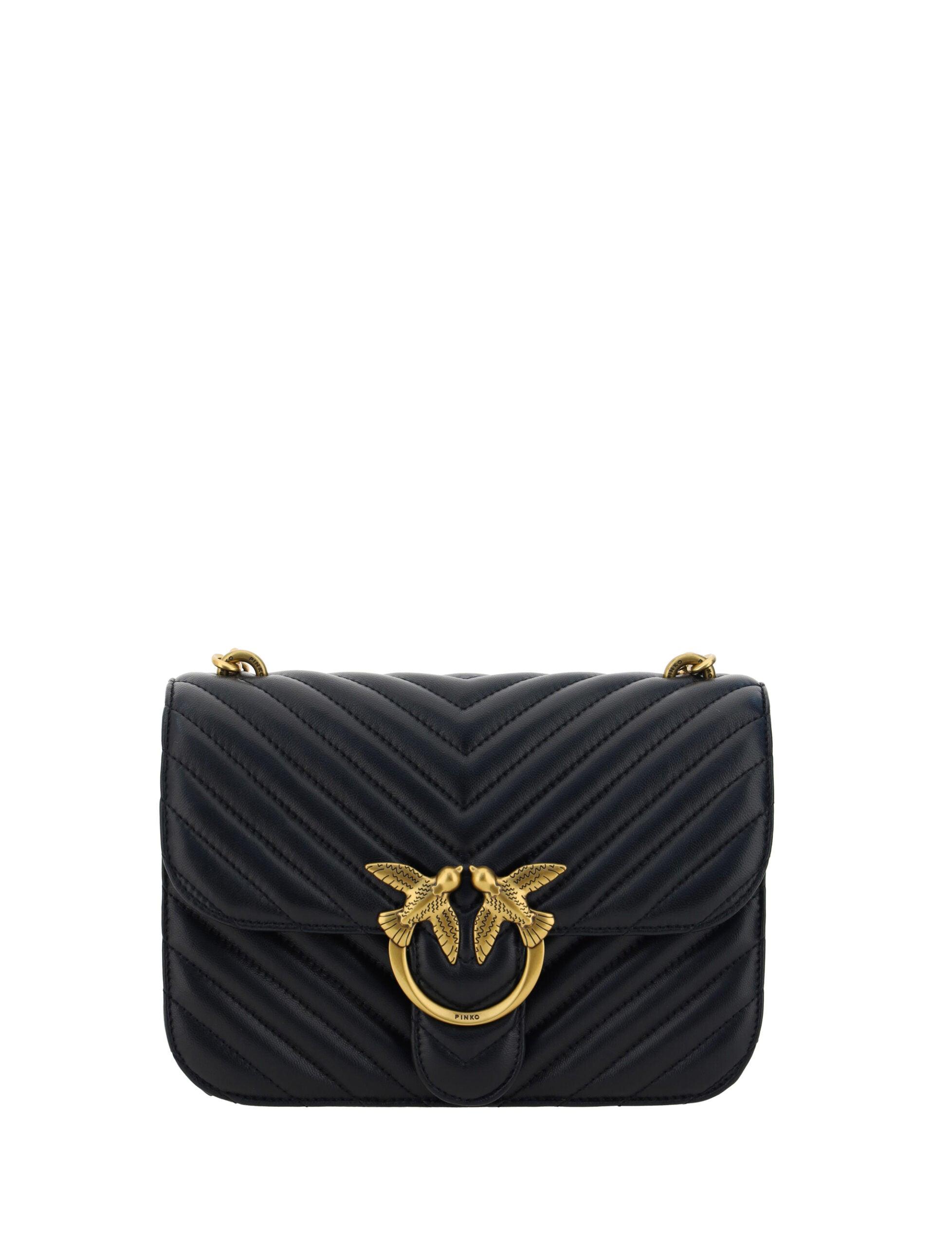 PINKO Elegant Black Quilted Leather Shoulder Bag - Arichezz.store