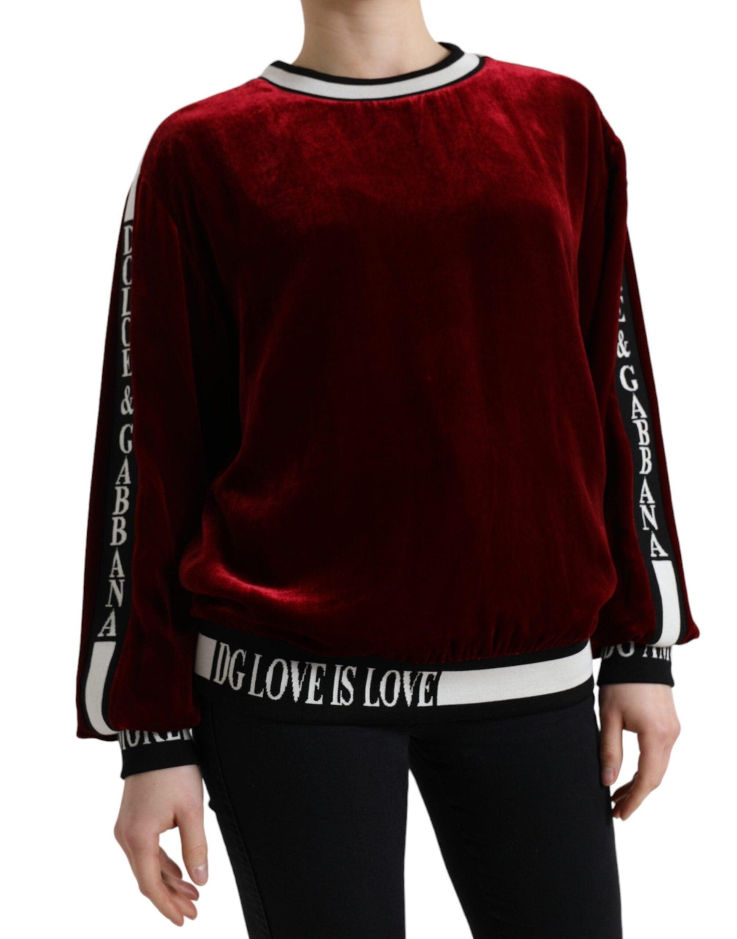 Dolce & Gabbana Elegant Bordeaux Silk-Blend Sweater - Arichezz.store