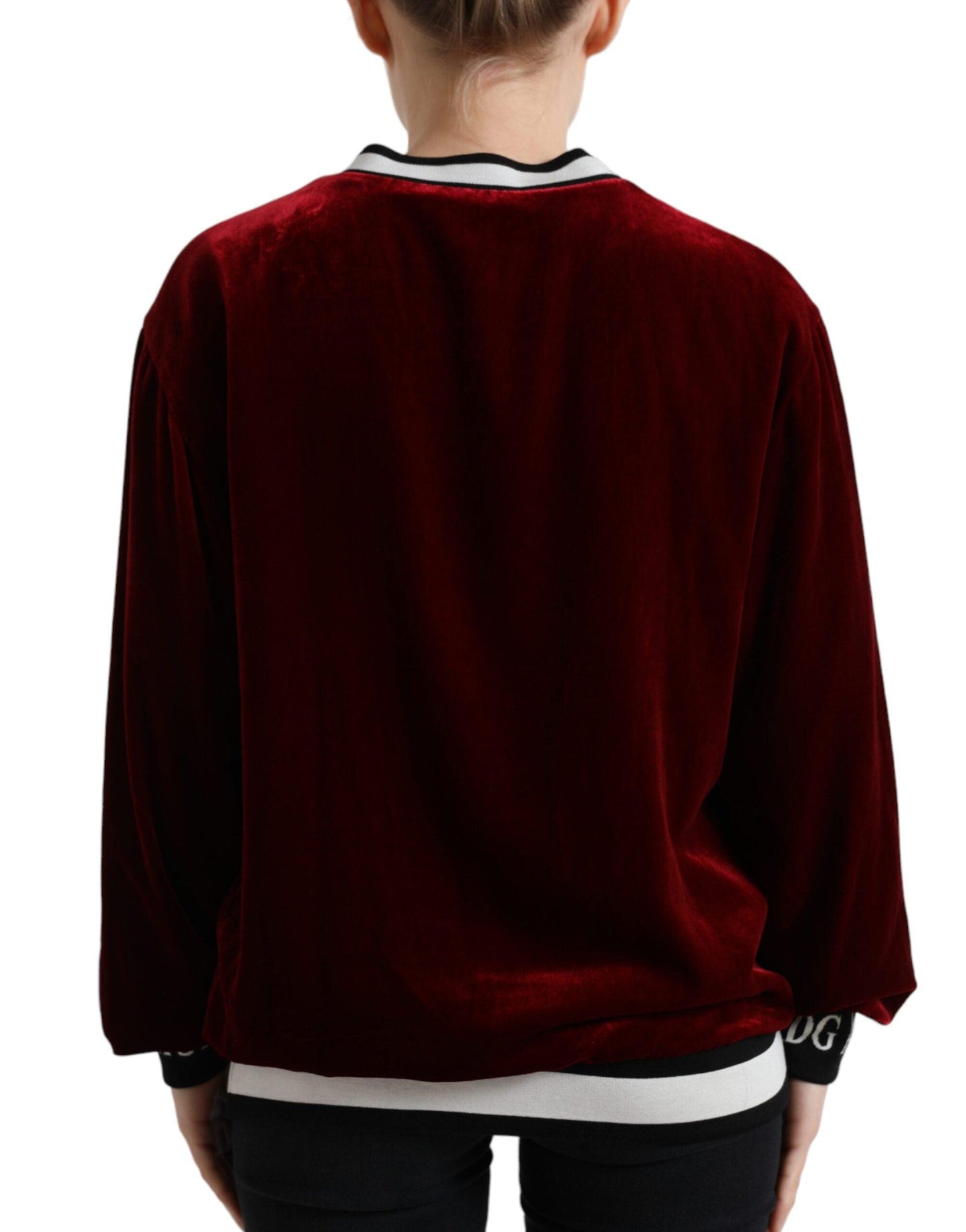 Dolce & Gabbana Elegant Bordeaux Silk-Blend Sweater - Arichezz.store