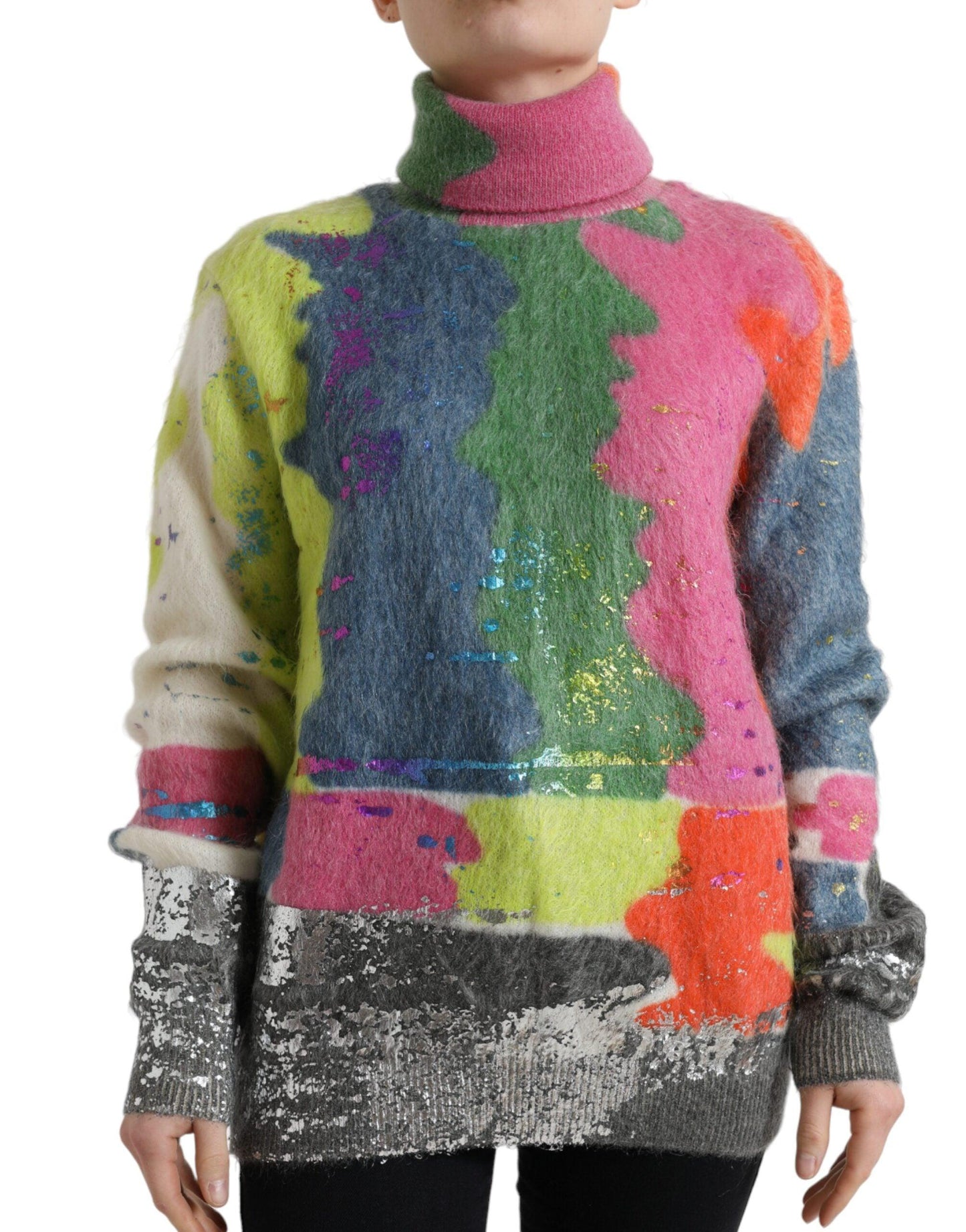 Dolce & Gabbana Multicolor Mohair Stripe Turtleneck Sweater - Arichezz.store