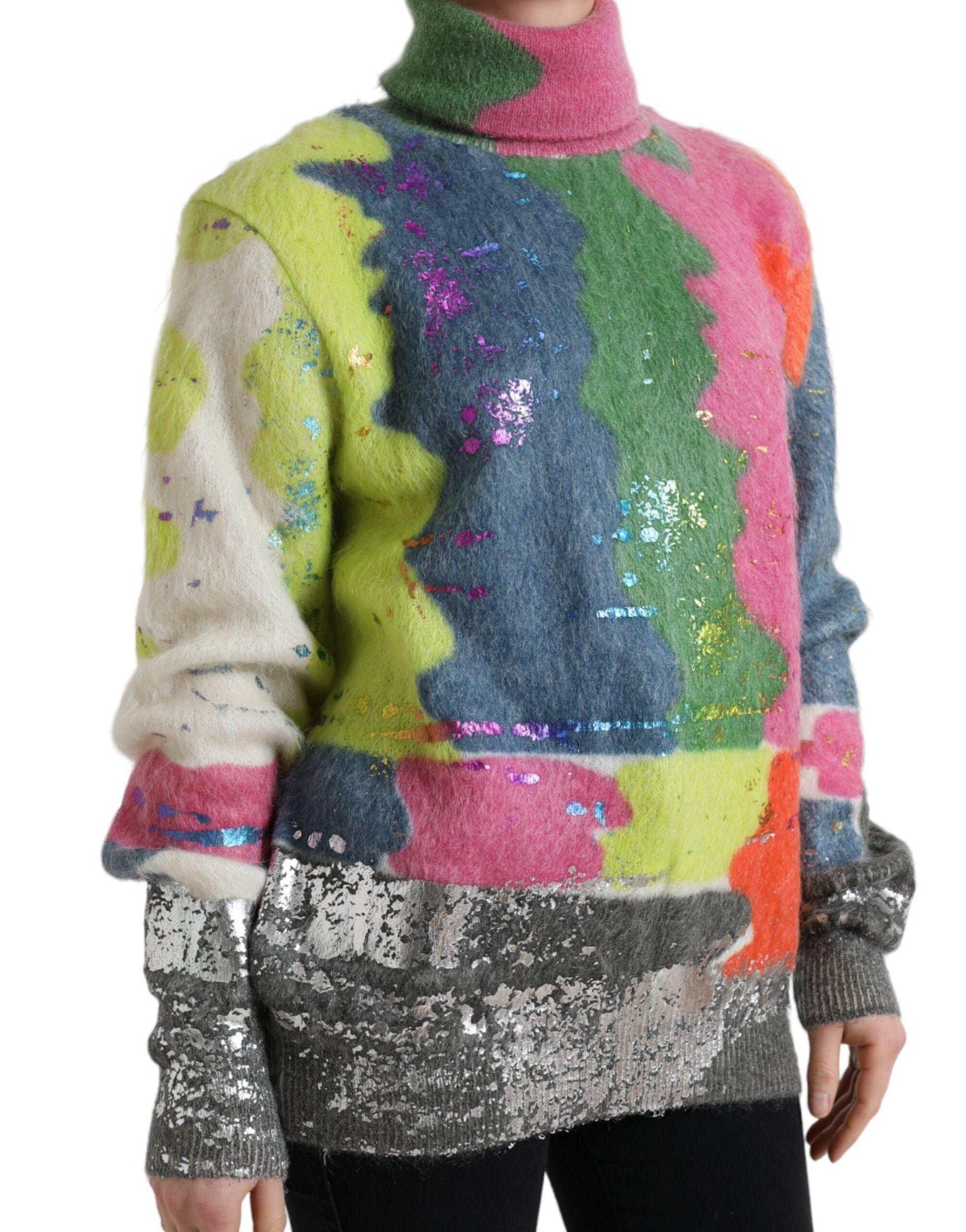 Dolce & Gabbana Multicolor Mohair Stripe Turtleneck Sweater - Arichezz.store