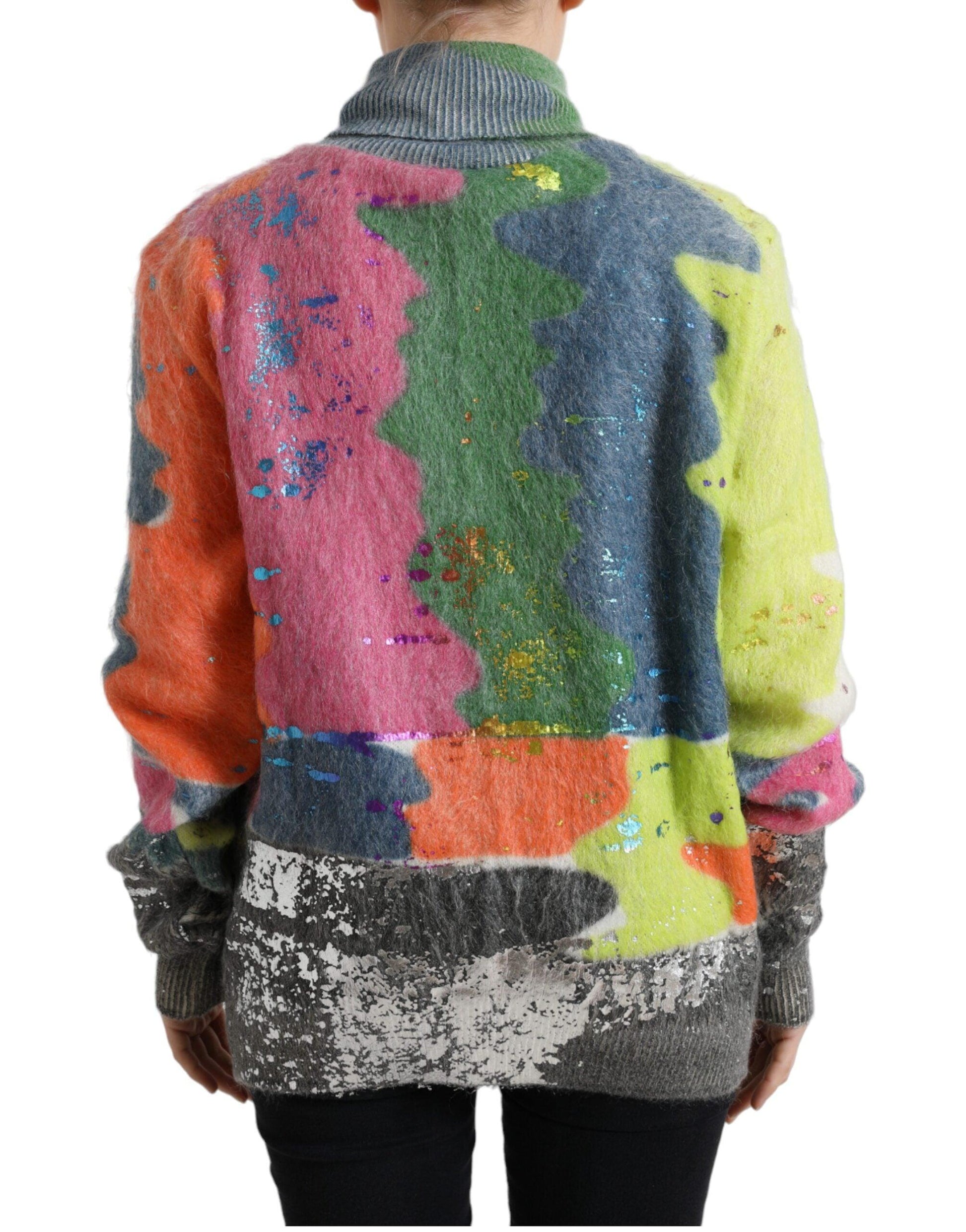 Dolce & Gabbana Multicolor Mohair Stripe Turtleneck Sweater - Arichezz.store