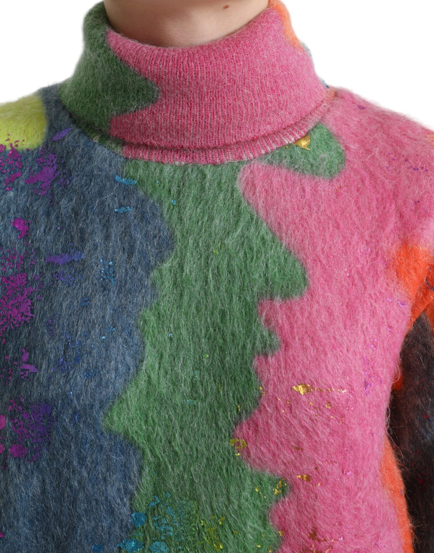 Dolce & Gabbana Multicolor Mohair Stripe Turtleneck Sweater - Arichezz.store