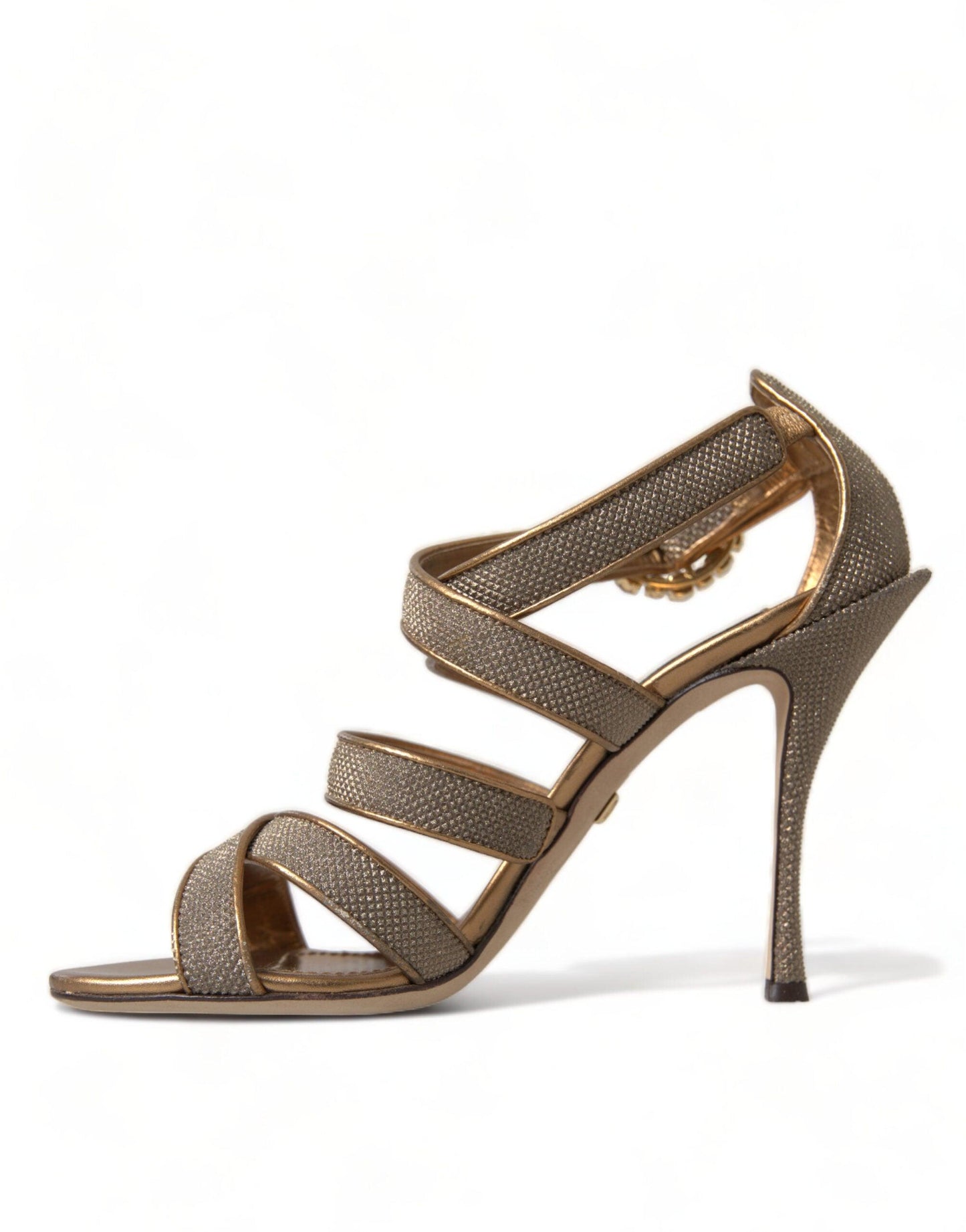 Dolce & Gabbana Bronze Crystal Stiletto Heels Sandals - Arichezz.store