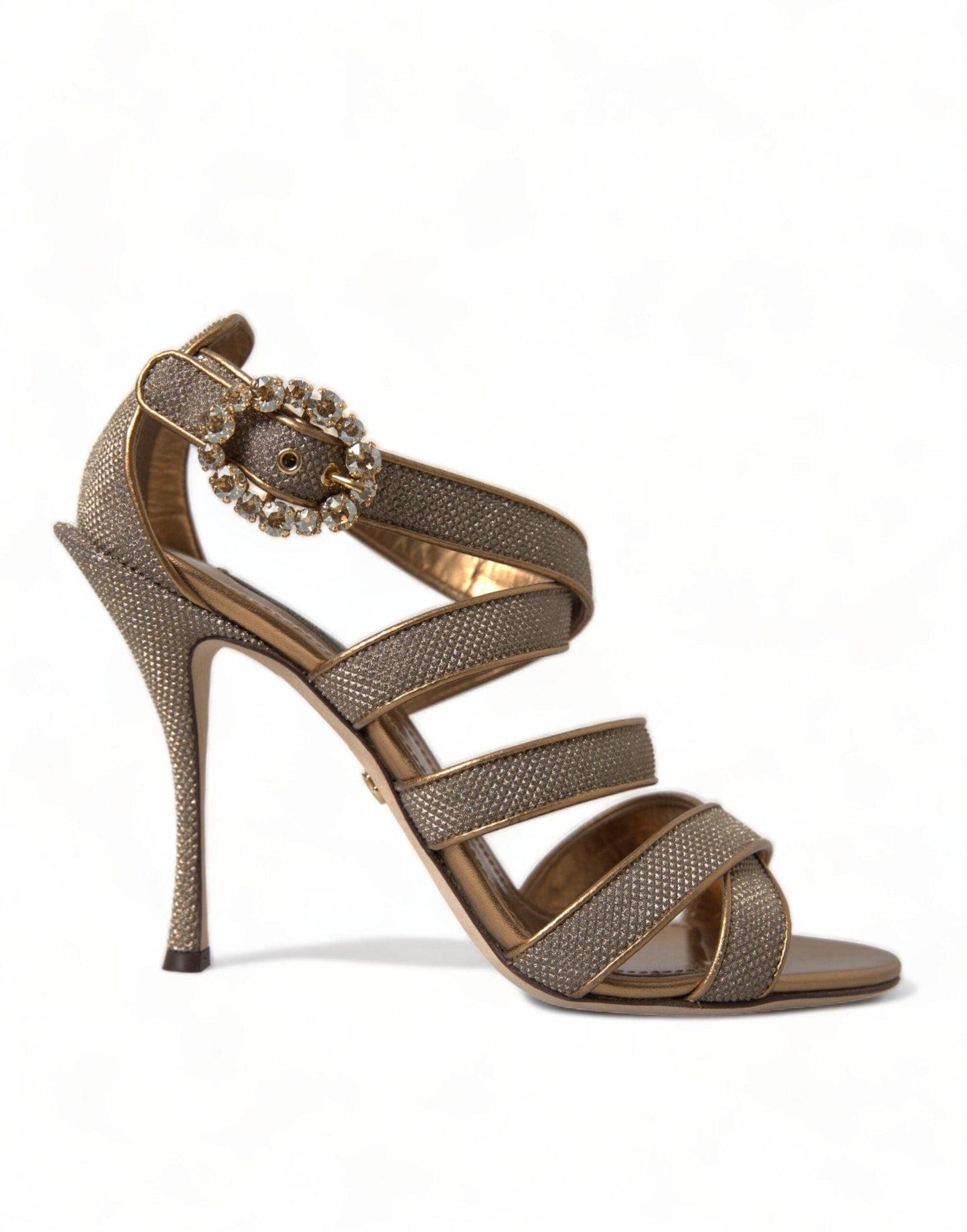 Dolce & Gabbana Bronze Crystal Stiletto Heels Sandals - Arichezz.store