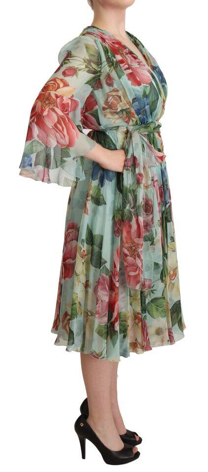 Dolce & Gabbana Floral Silk Midi Wrap Dress - Arichezz.store