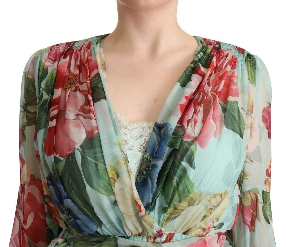 Dolce & Gabbana Floral Silk Midi Wrap Dress - Arichezz.store