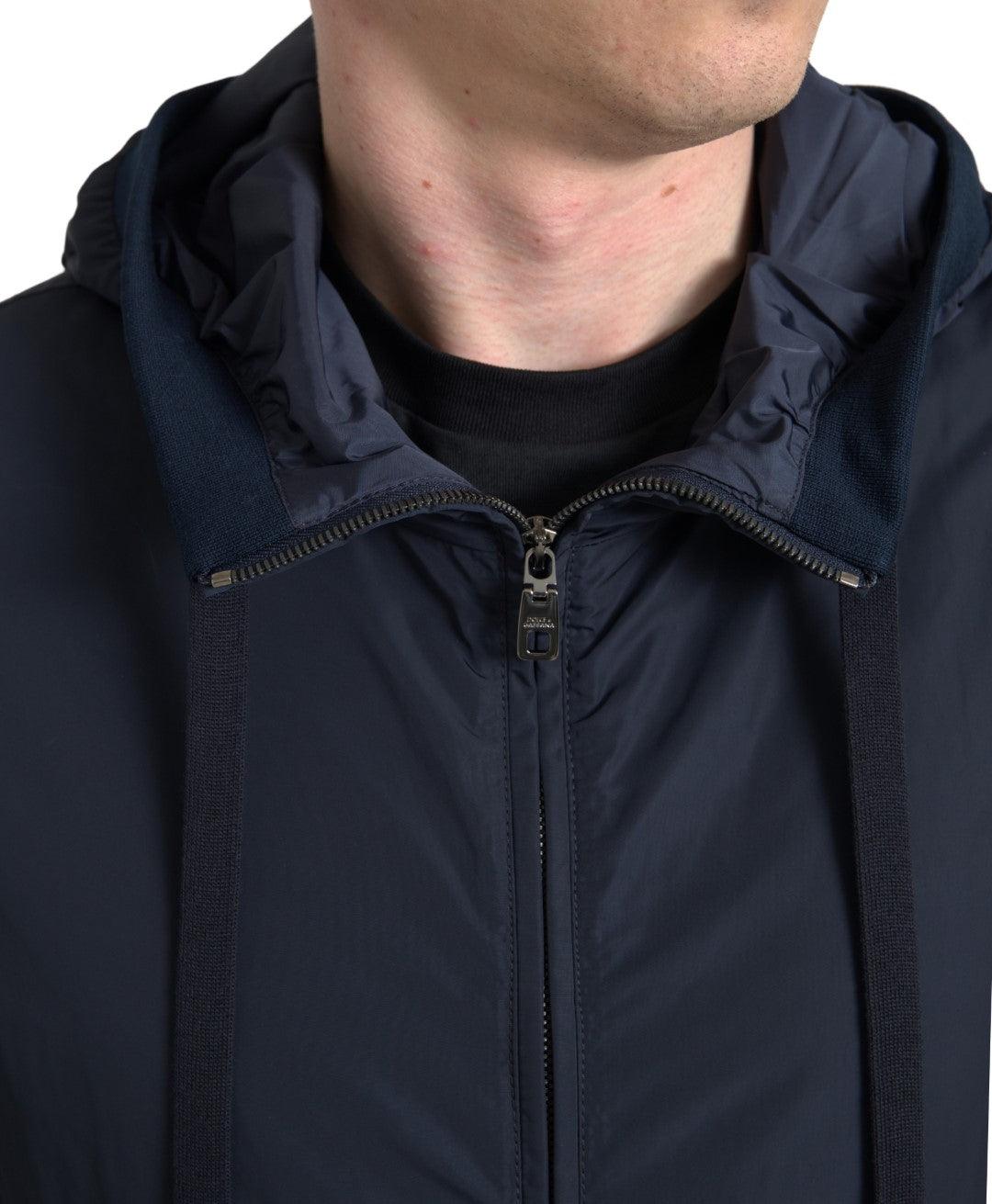 Dolce & Gabbana Elegant Blue Hooded Sweatshirt with Zip Closure - Arichezz.store