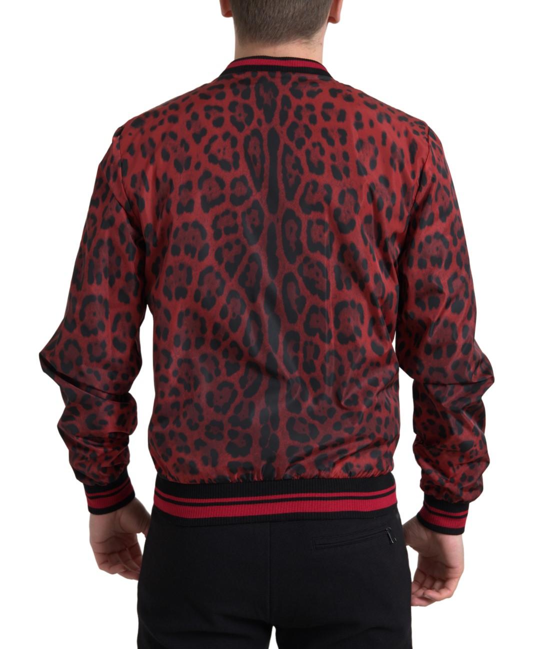 Dolce & Gabbana Red Leopard Print Bomber Jacket - Arichezz.store