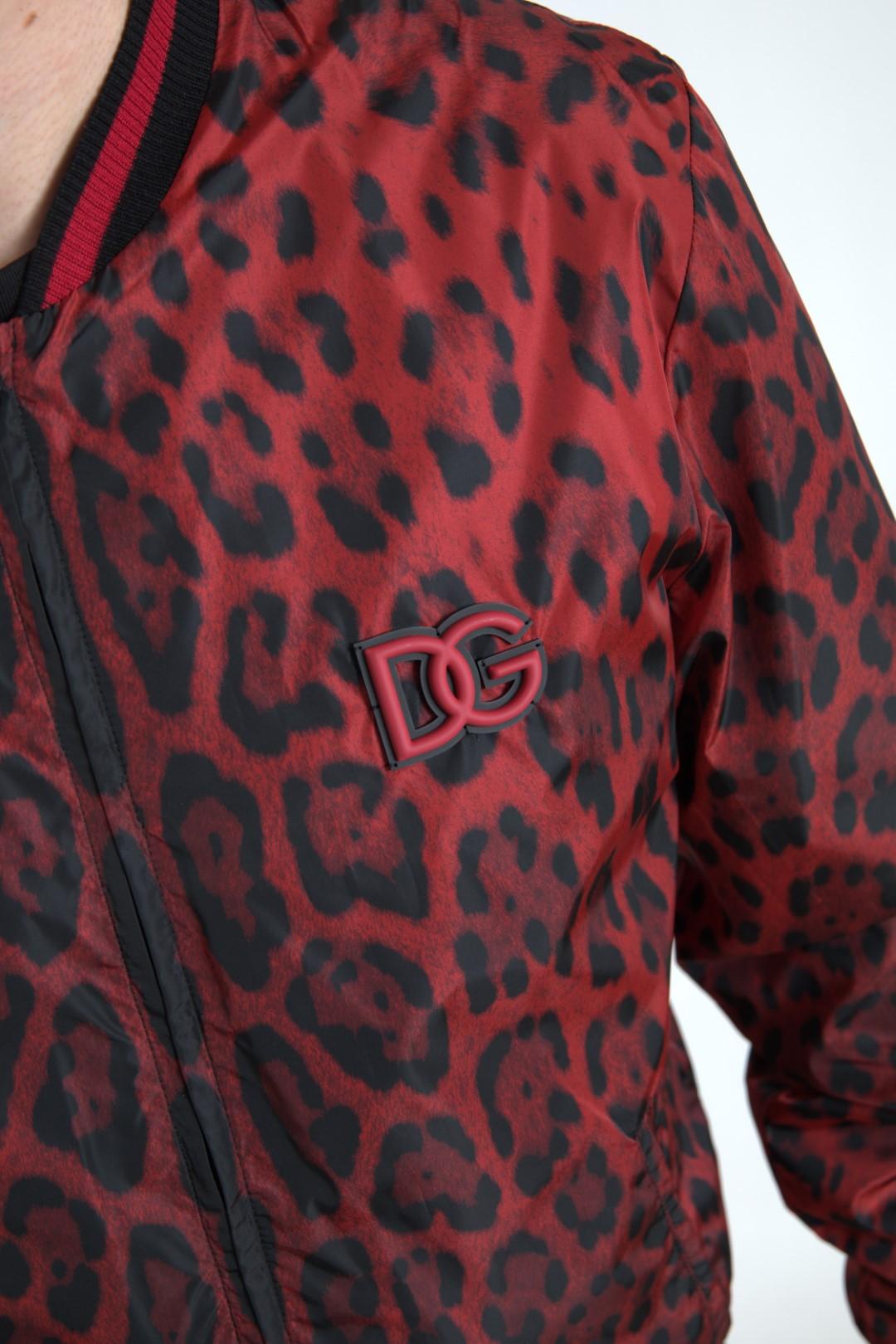 Dolce & Gabbana Red Leopard Print Bomber Jacket - Arichezz.store