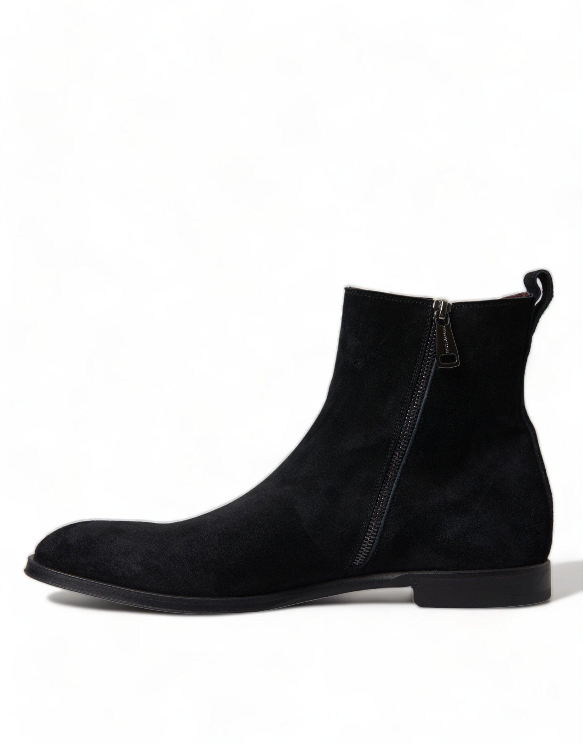 Dolce & Gabbana Elegant Black Velvet Mid-Calf Boots - Arichezz.store