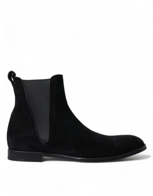 Dolce & Gabbana Elegant Black Velvet Mid-Calf Boots - Arichezz.store