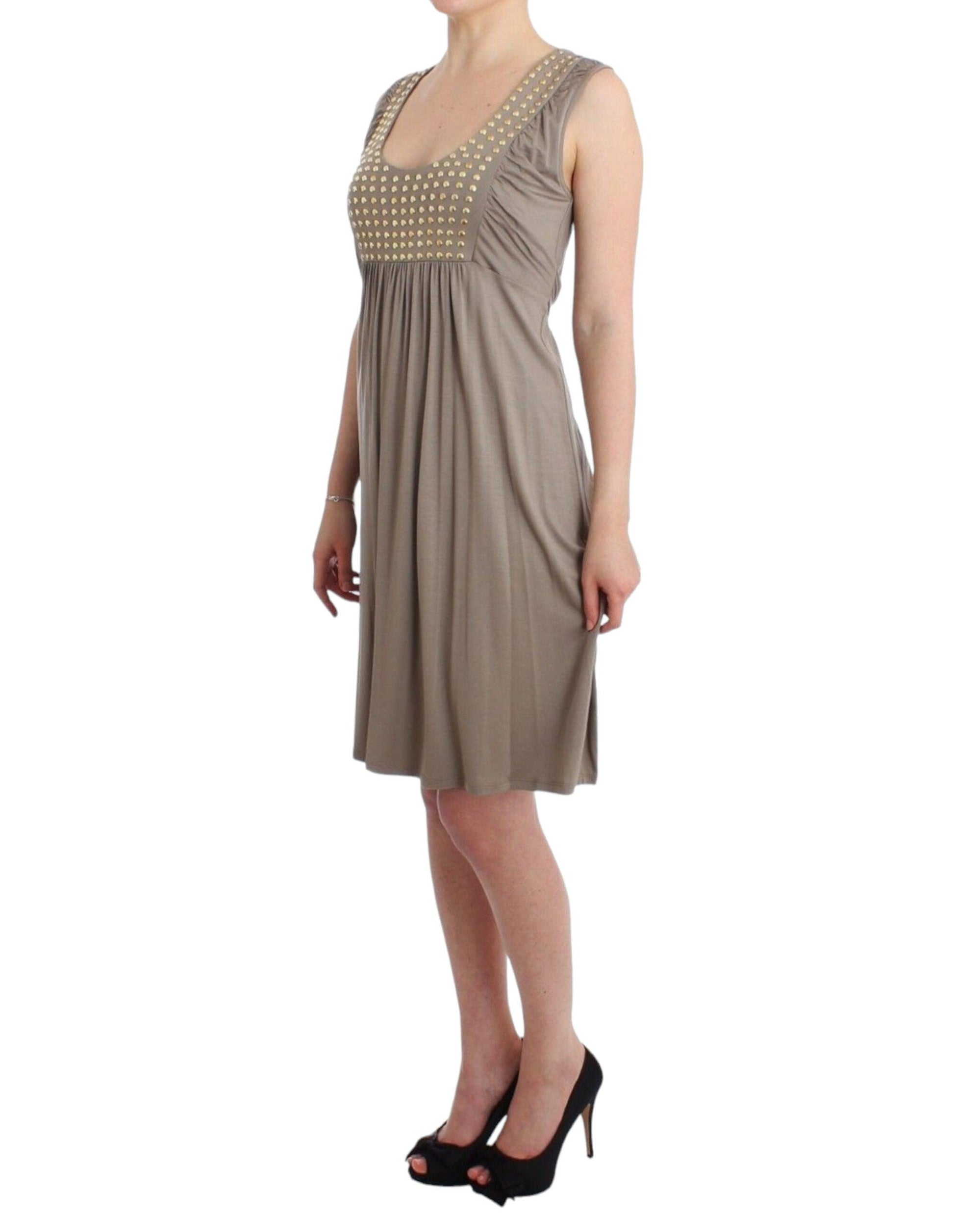 Roccobarocco Studded Sheath Knee-Length Dress in Beige - Arichezz.store