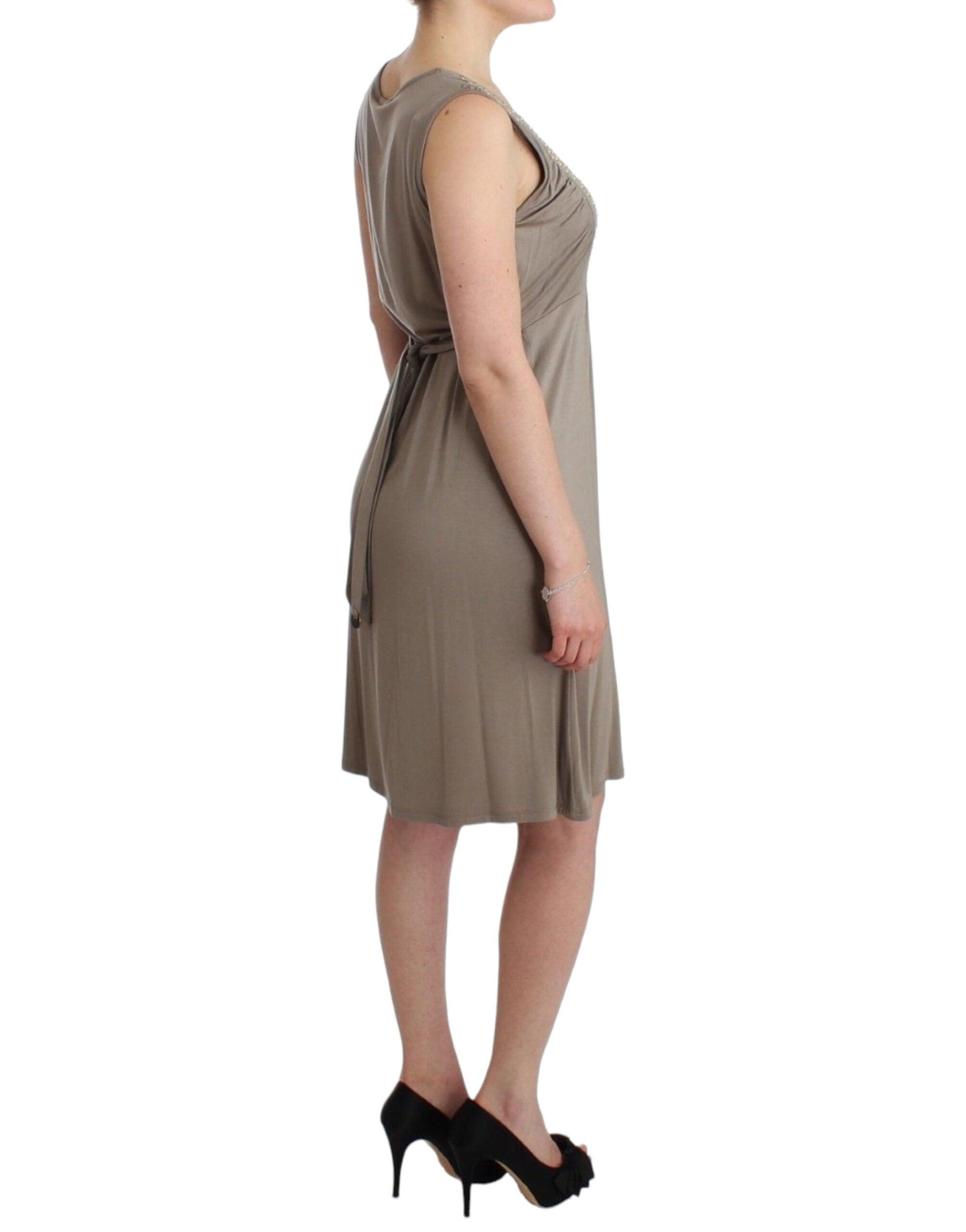 Roccobarocco Studded Sheath Knee-Length Dress in Beige - Arichezz.store