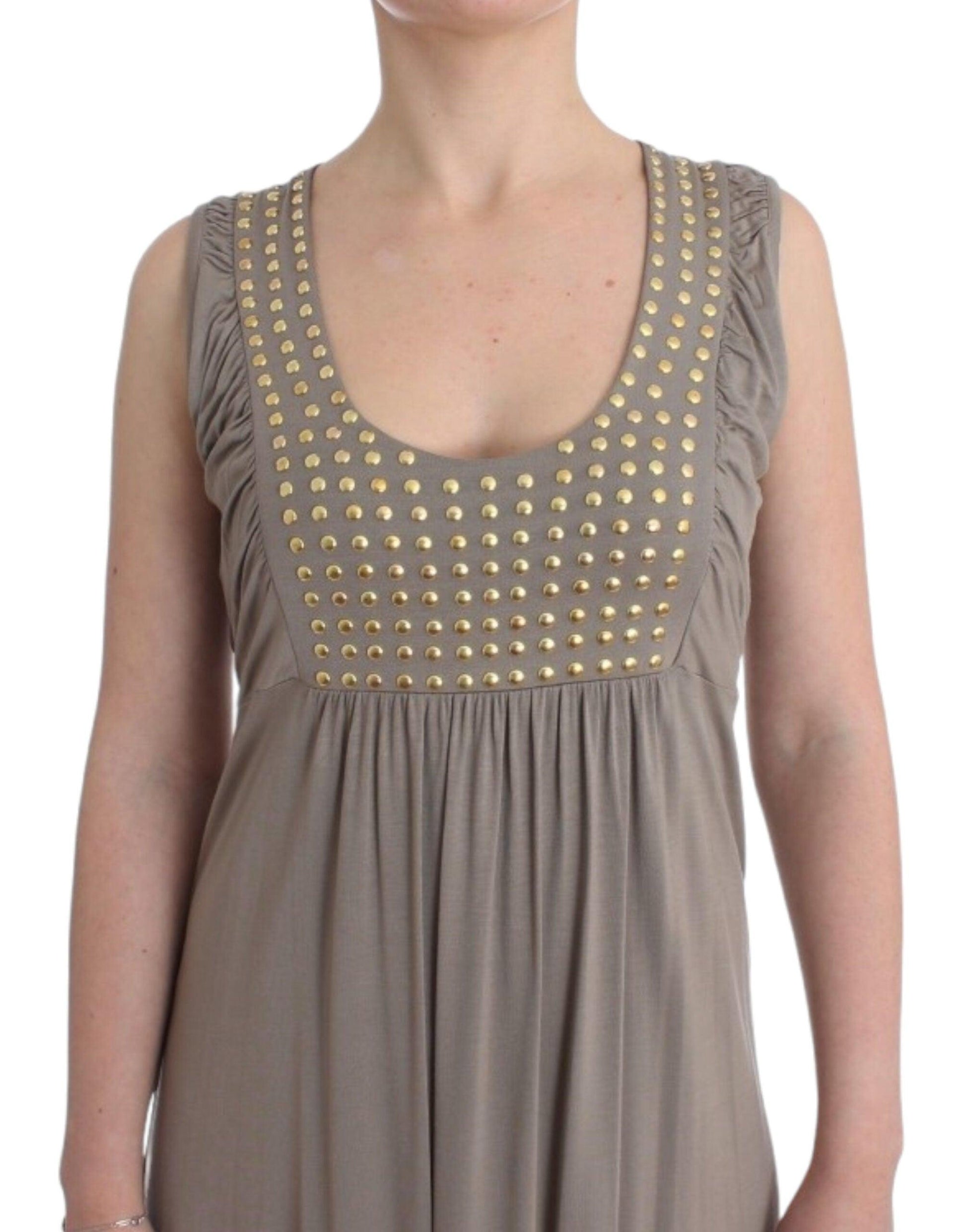 Roccobarocco Studded Sheath Knee-Length Dress in Beige - Arichezz.store