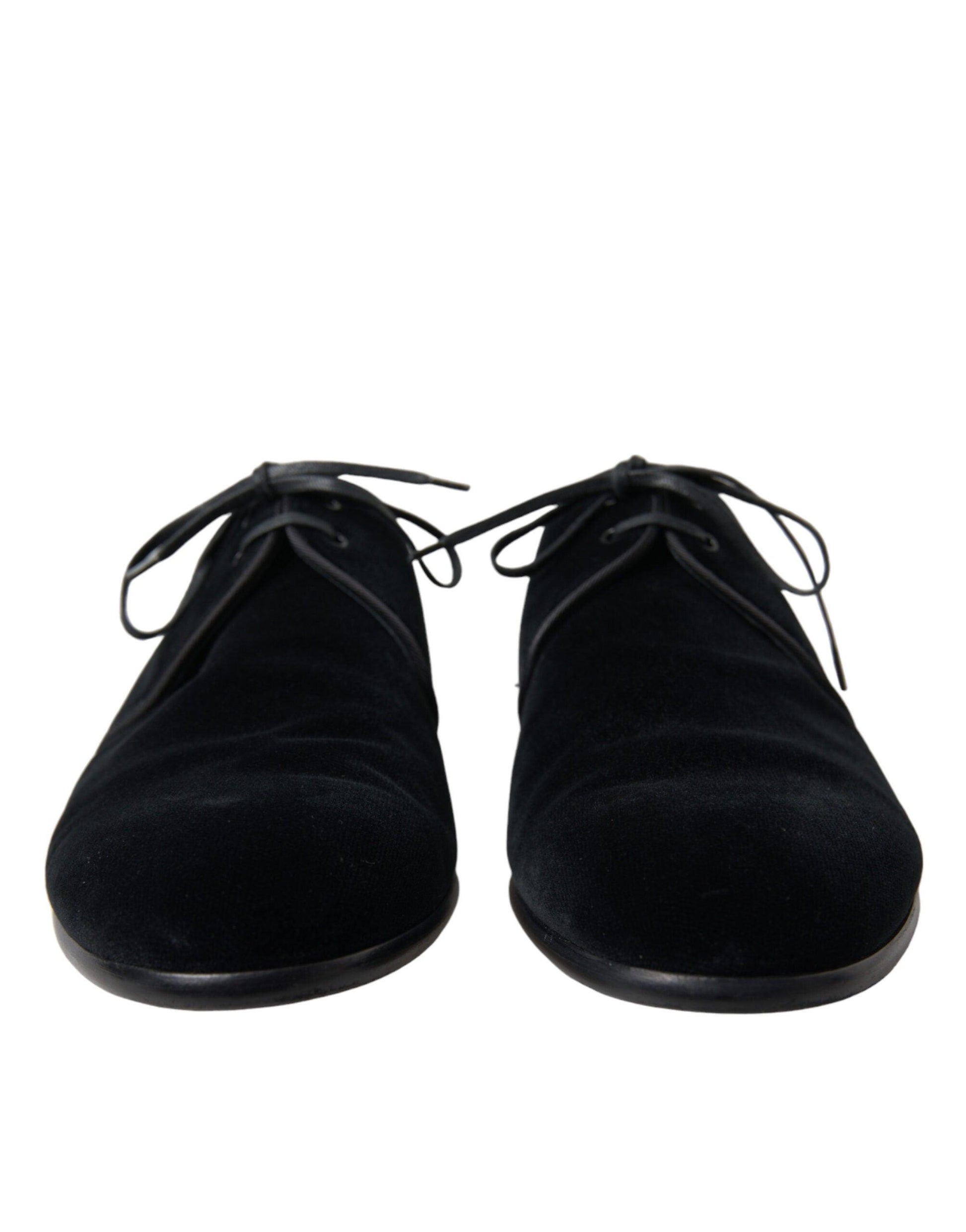 Dolce & Gabbana Elegant Black Velvet Derby Dress Shoes - Arichezz.store